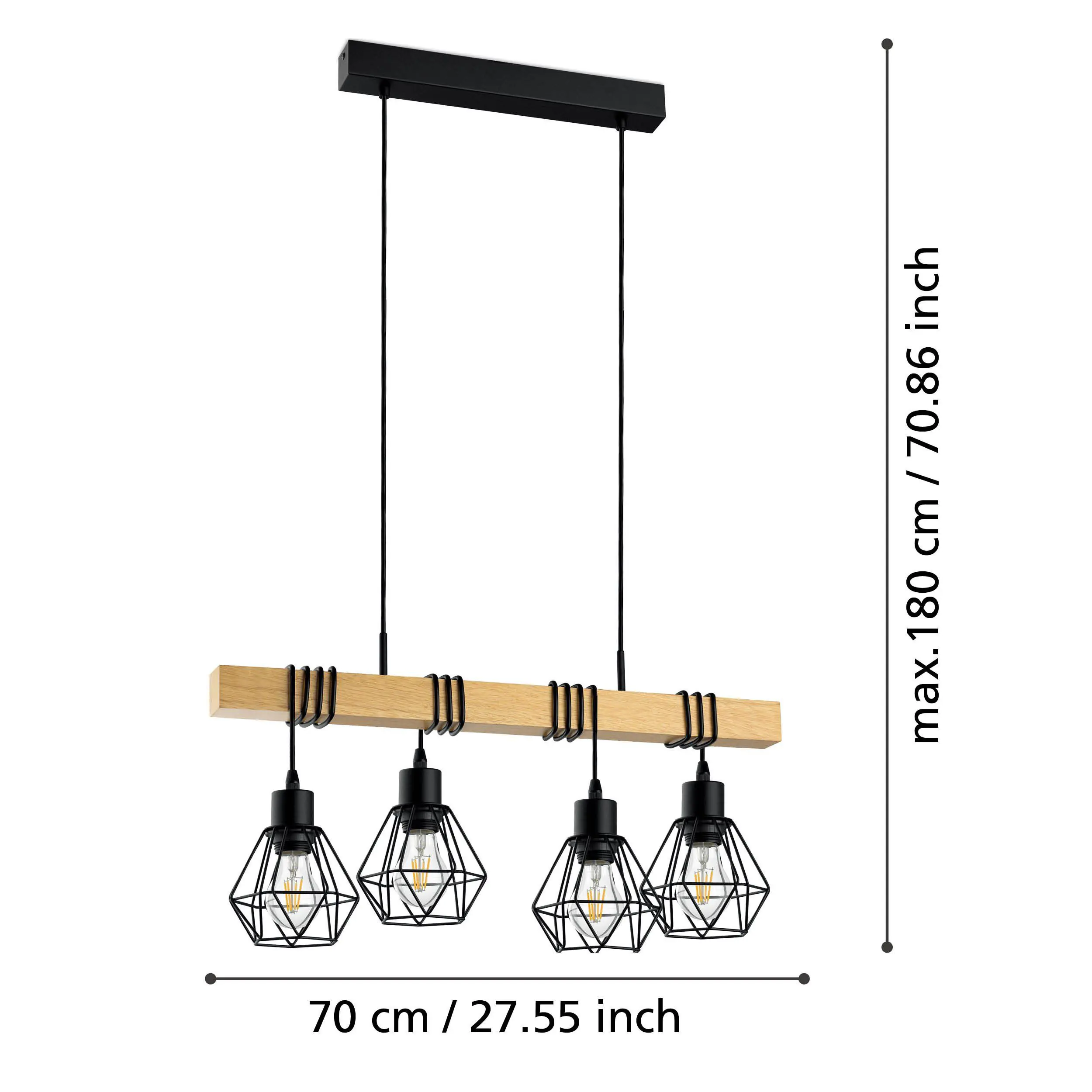 Eglo Pendelleuchte Townshend 5 schwarz holz 110 x 70 cm Eglo Pendelleuchte Townshend 5 schwarz holz 110 x 70 cm