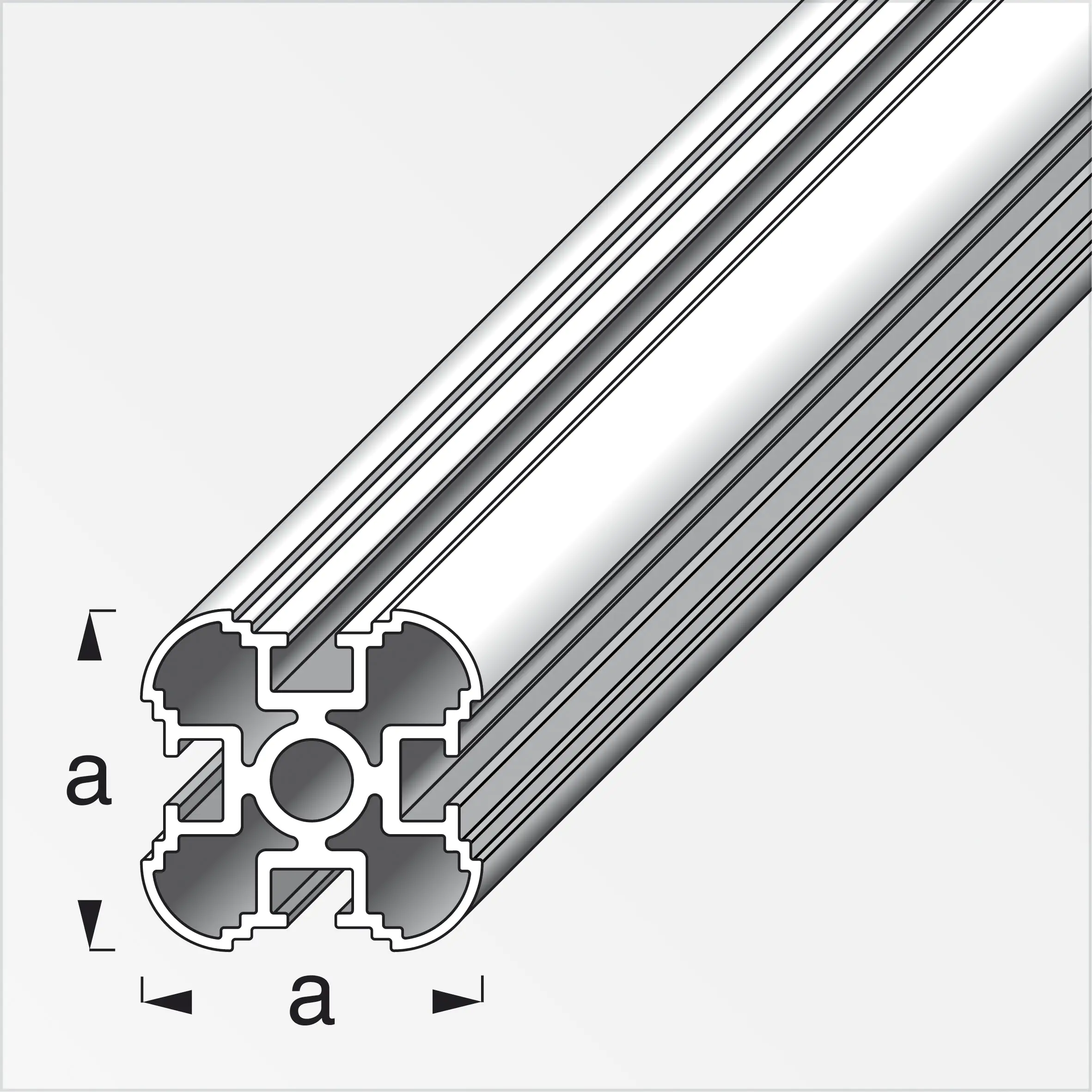 coaxis®-Säulen-Profil 2.5 m, 35.5 mm Aluminium roh blank