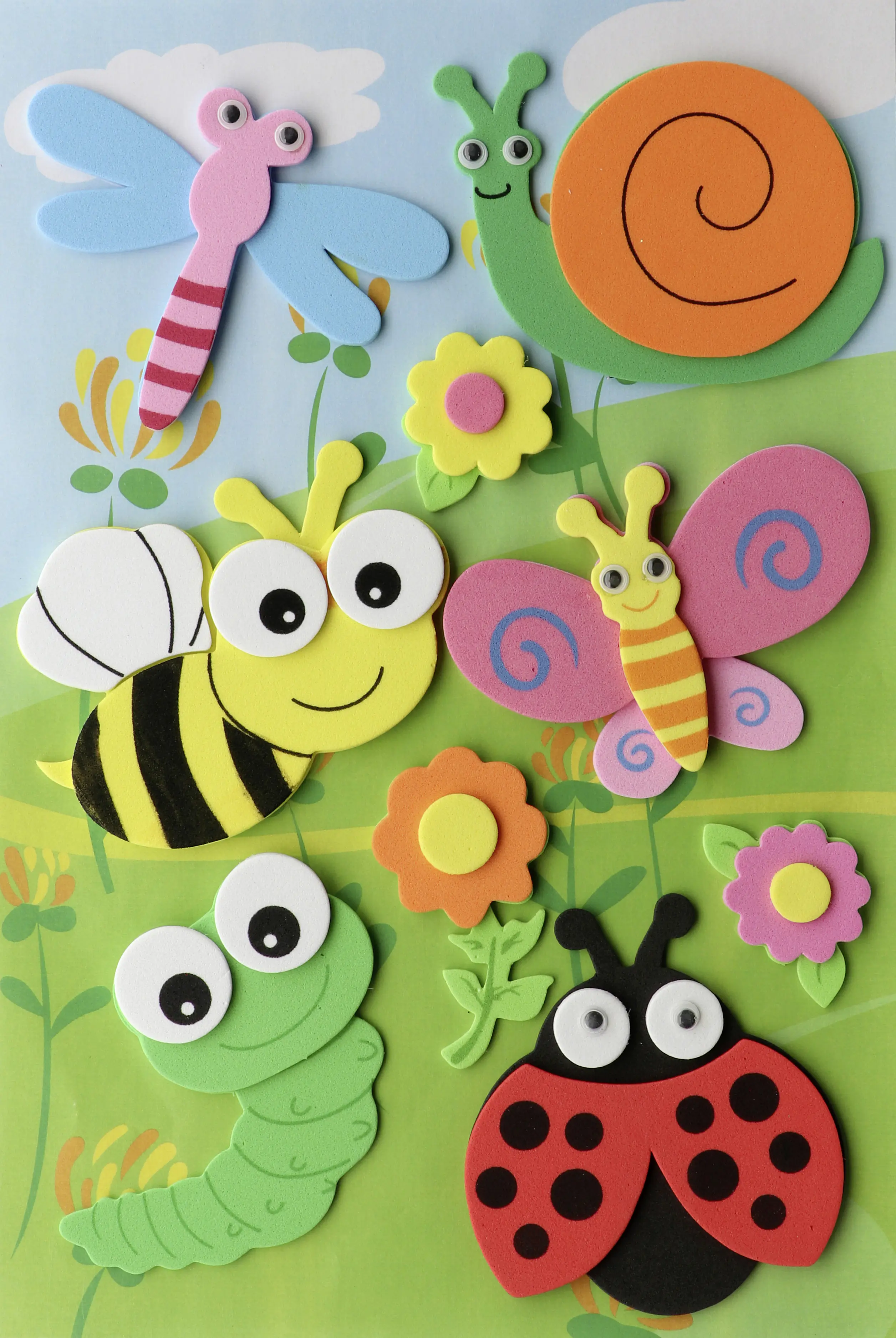 Glorex Moosgummi 3 D Gartentiere 7,5 x 5 cm selbstklebend