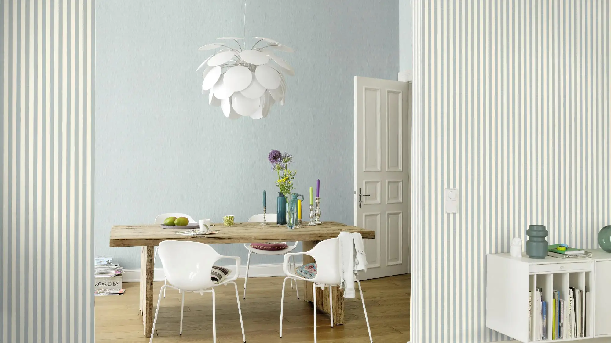 Rasch Vliestapete 570052 Trianon XIII textilstruktur blau, 10,05 x 0,53 m