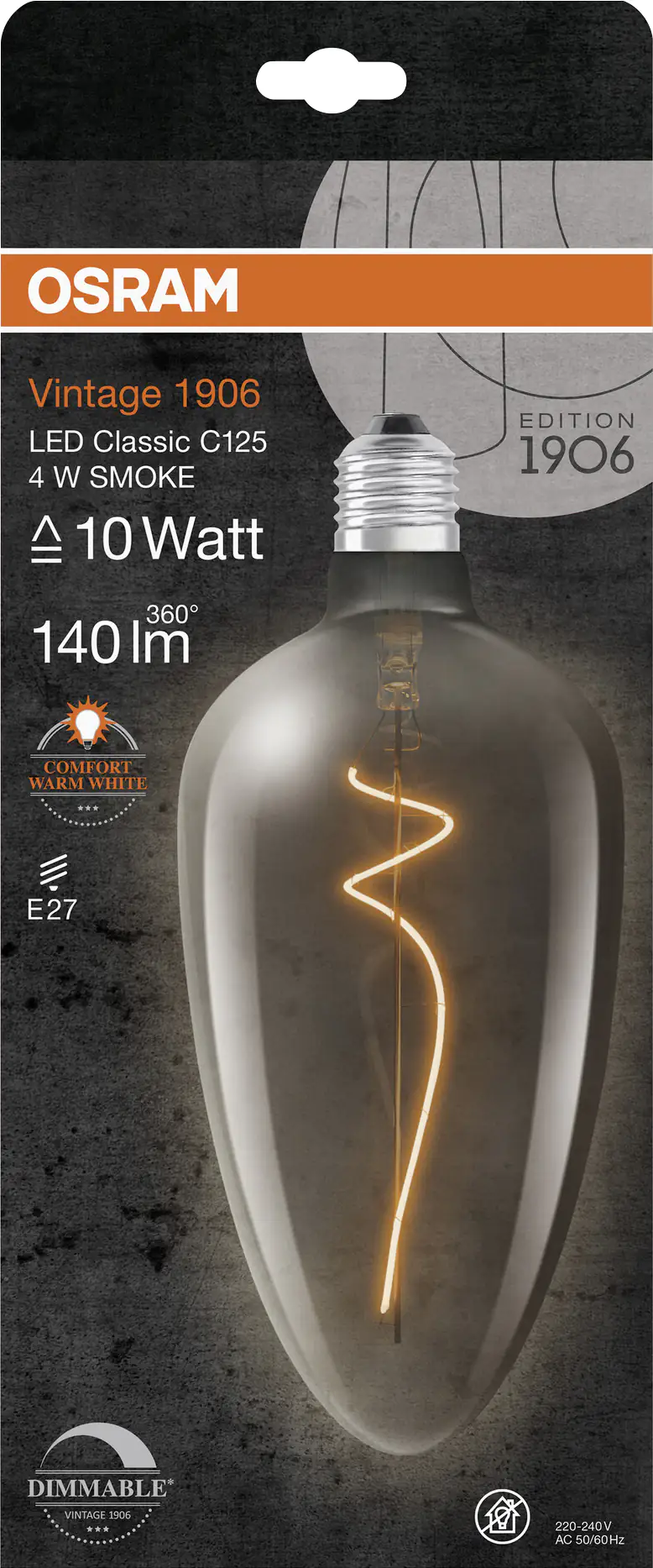 Osram LED Dekoleuchtmittel C125 E27 4 W warmweiß rauch