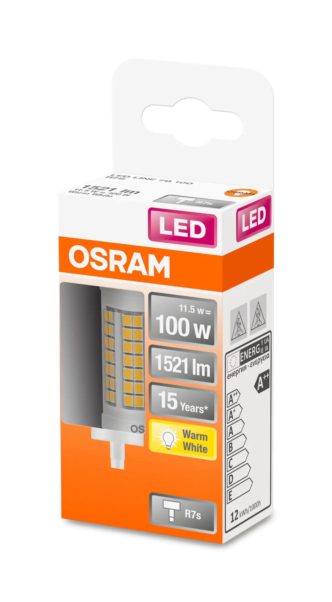 4058075432635 Osram LED Stablampe Line 100 78 R7s 11,5W warmweiß, klar
