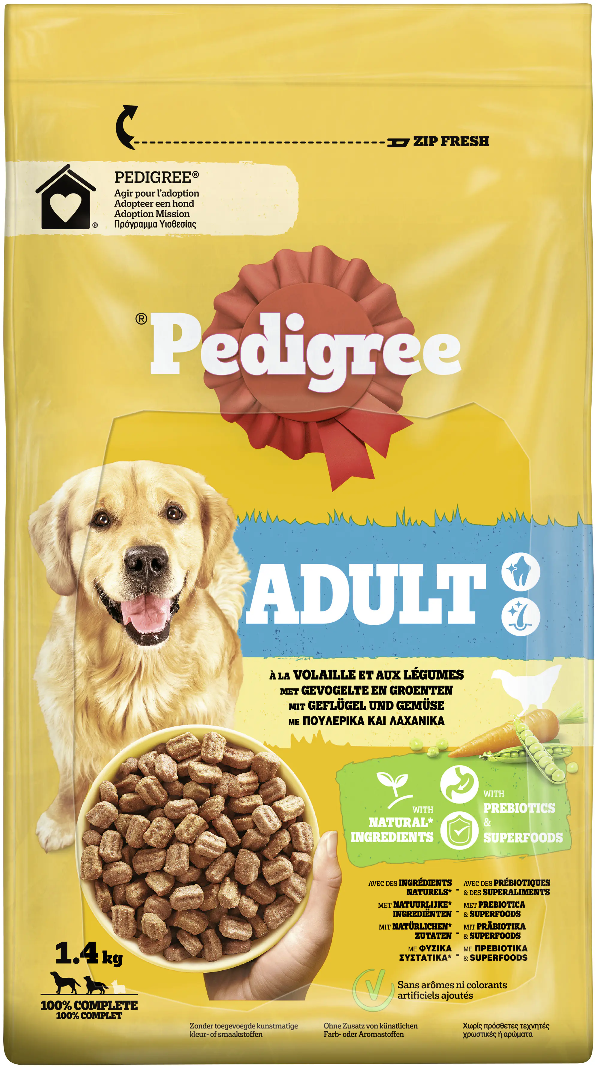 Pedigree Hundetrockenfutter Adult Medium 1,4 kg Geflügel & Gemüse 