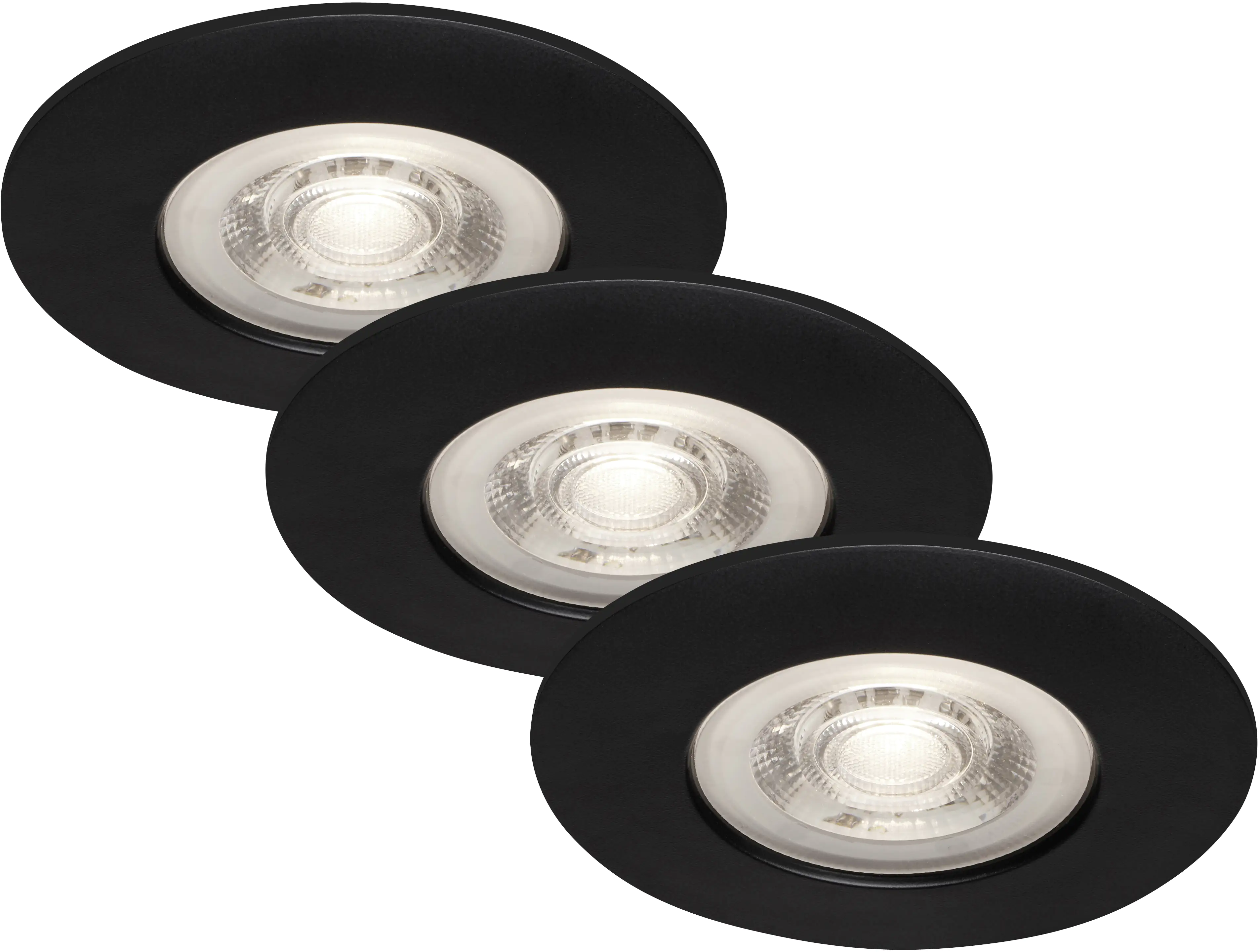 Di-Ka LED Einbauleuchte Kulana 3er Set schwarz-matt Ø 9 cm 4,9 W warmweiß