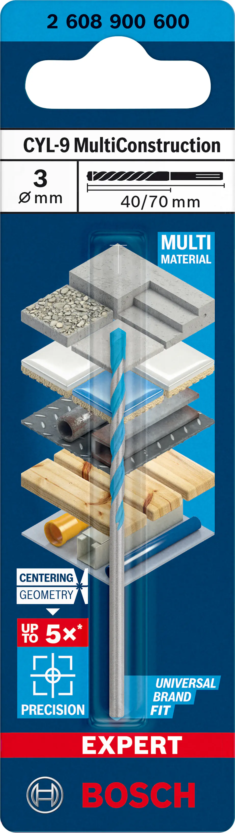 Bosch Expert CYL-9 MultiConstruction Bohrer 3 x 40 x 70 mm