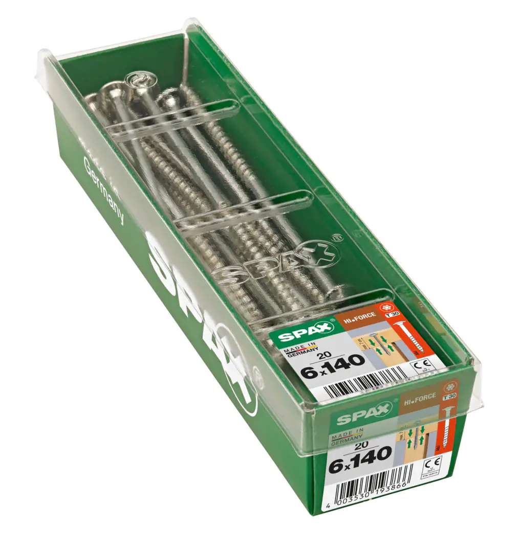 Spax Holzbauschrauben 6.0 x 140 mm TX 30 Tellerkopf - 20 Stk. Spax Holzbauschrauben 6.0 x 140 mm TX 30 Tellerkopf - 20 Stk.