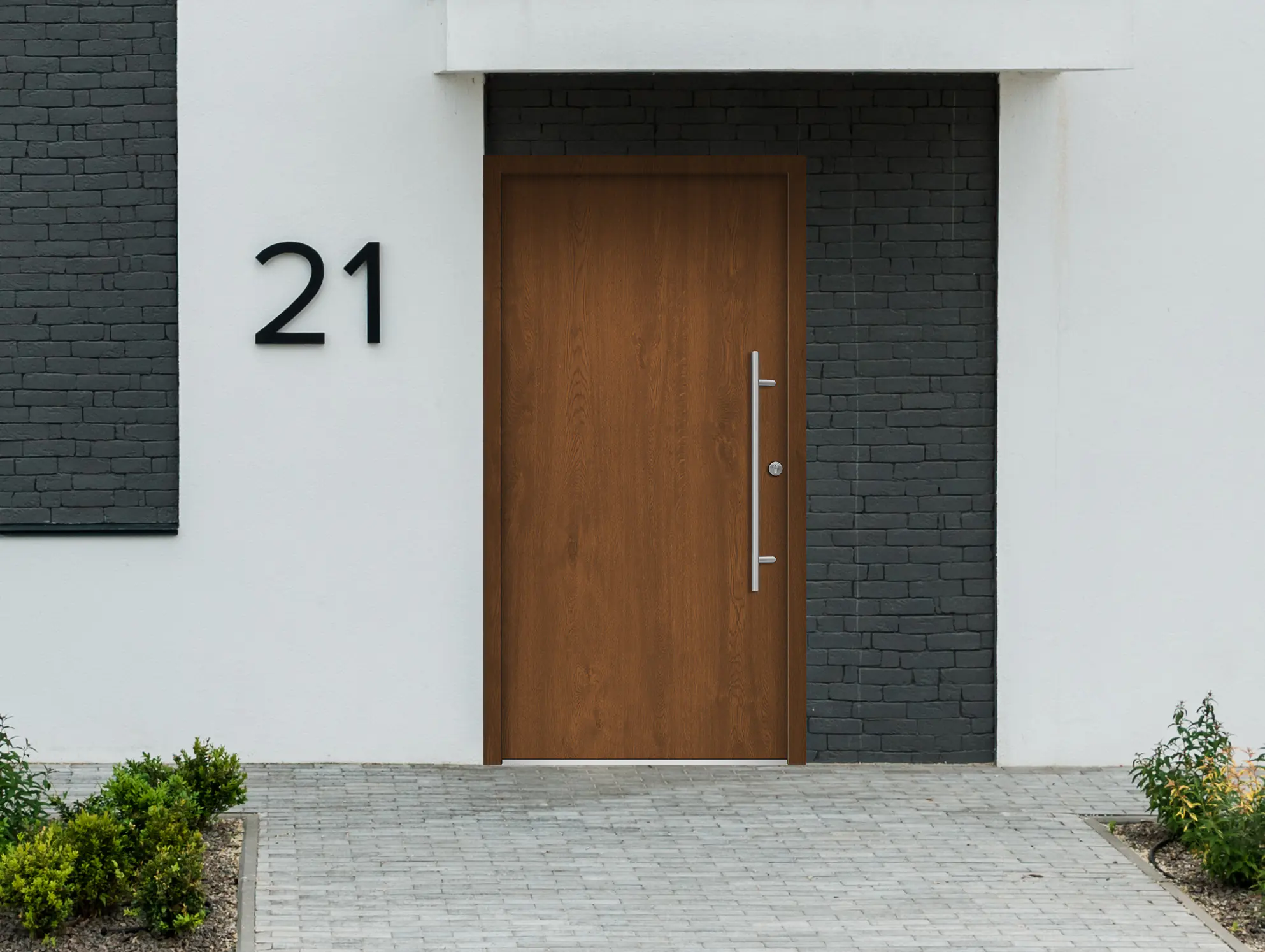 Splendoor Haustür Passivedoor Premium B05 Golden Oak DIN Rechts 100 x 210 cm