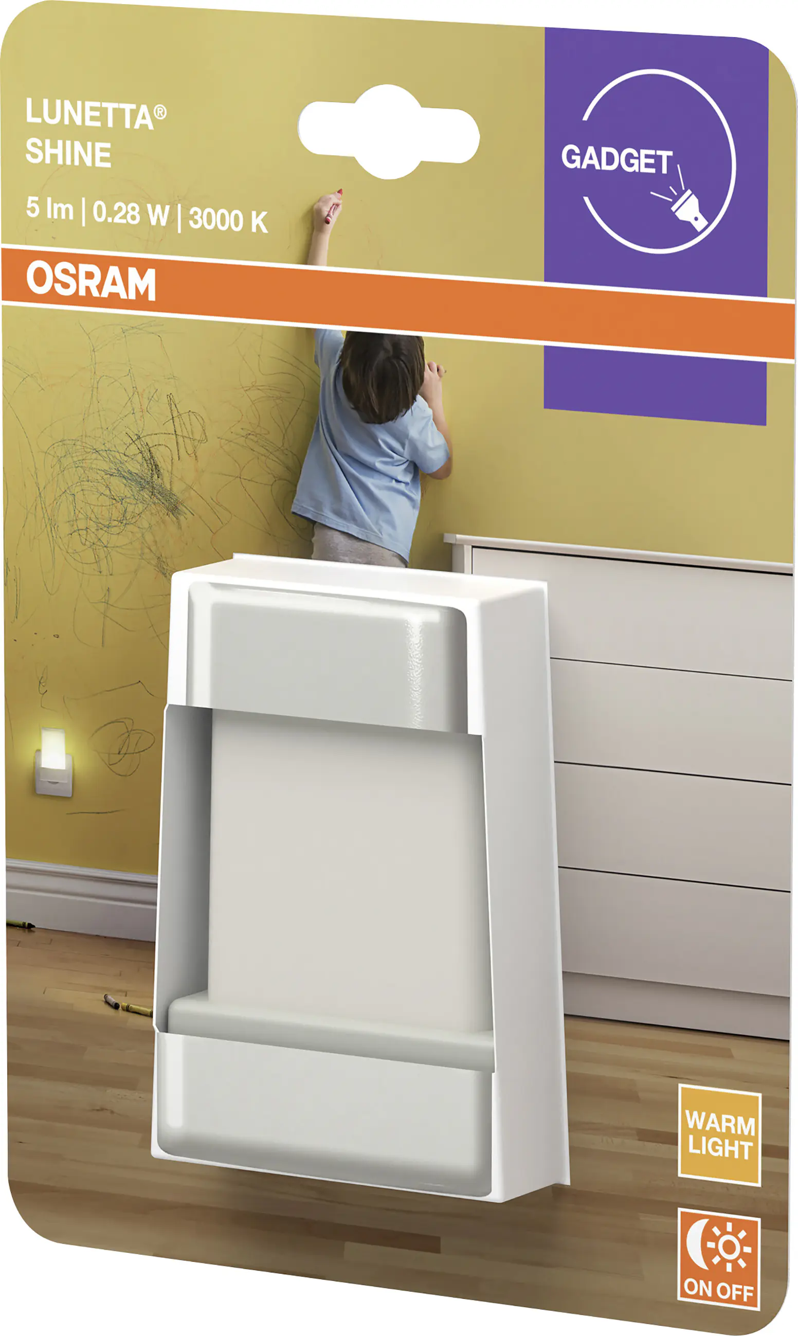 Osram LED-Nachtlicht Lunetta Shine mit Tag-/Nacht Sensor 9 cm warmweiß weiß