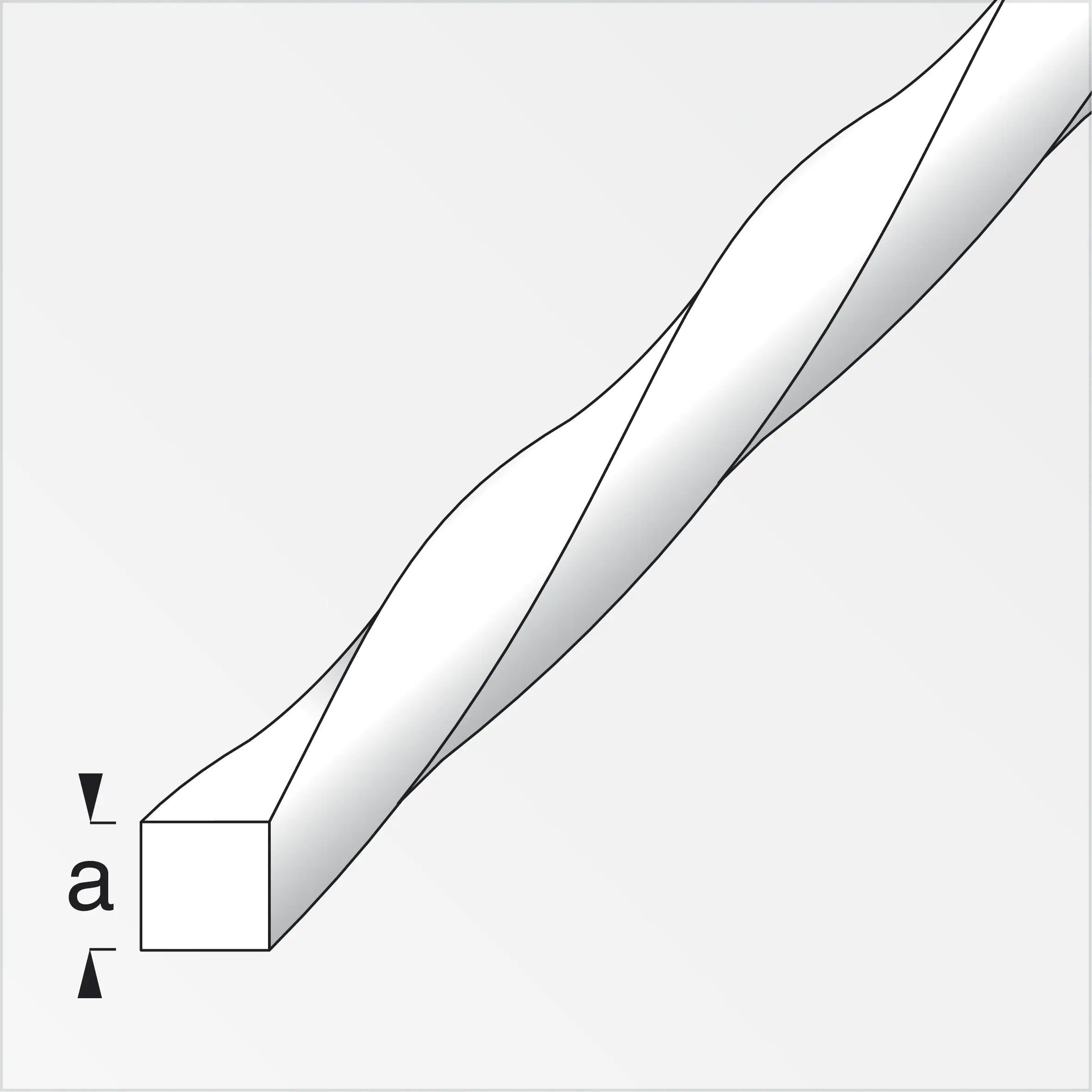 alfer Vierkantstange, gewunden 1 m, 12 mm Stahl roh natur