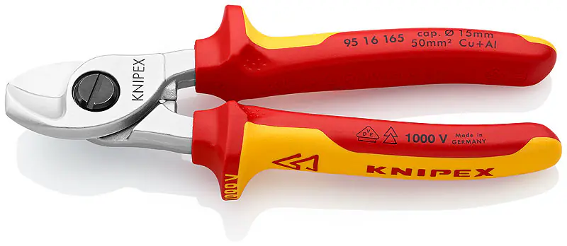 Knipex Kabelschere 165 mm VDE verchromt, Mehrkomponenten-Hülle Knipex Kabelschere 165 mm VDE verchromt, Mehrkomponenten-Hülle