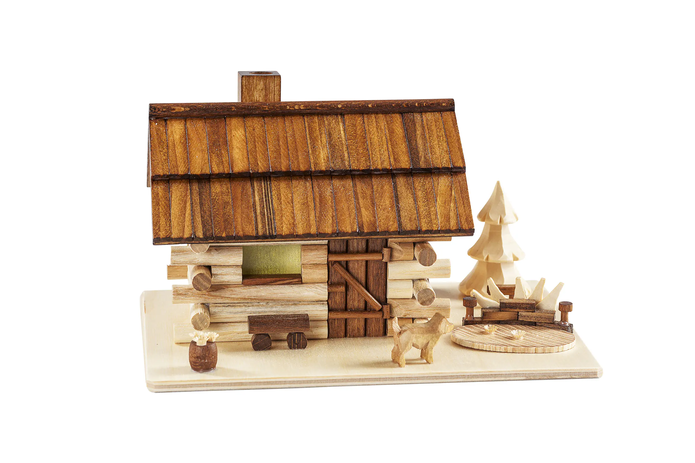 Saico Räucherfigur Garten-Blockhaus Holz 18 cm natur/braun