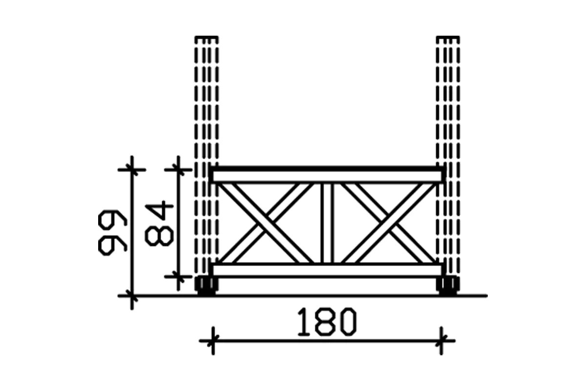 SKAN HOLZ Brüstung Andreaskreuz 180 x 84 cm, Fichte, lasiert in Eiche hell