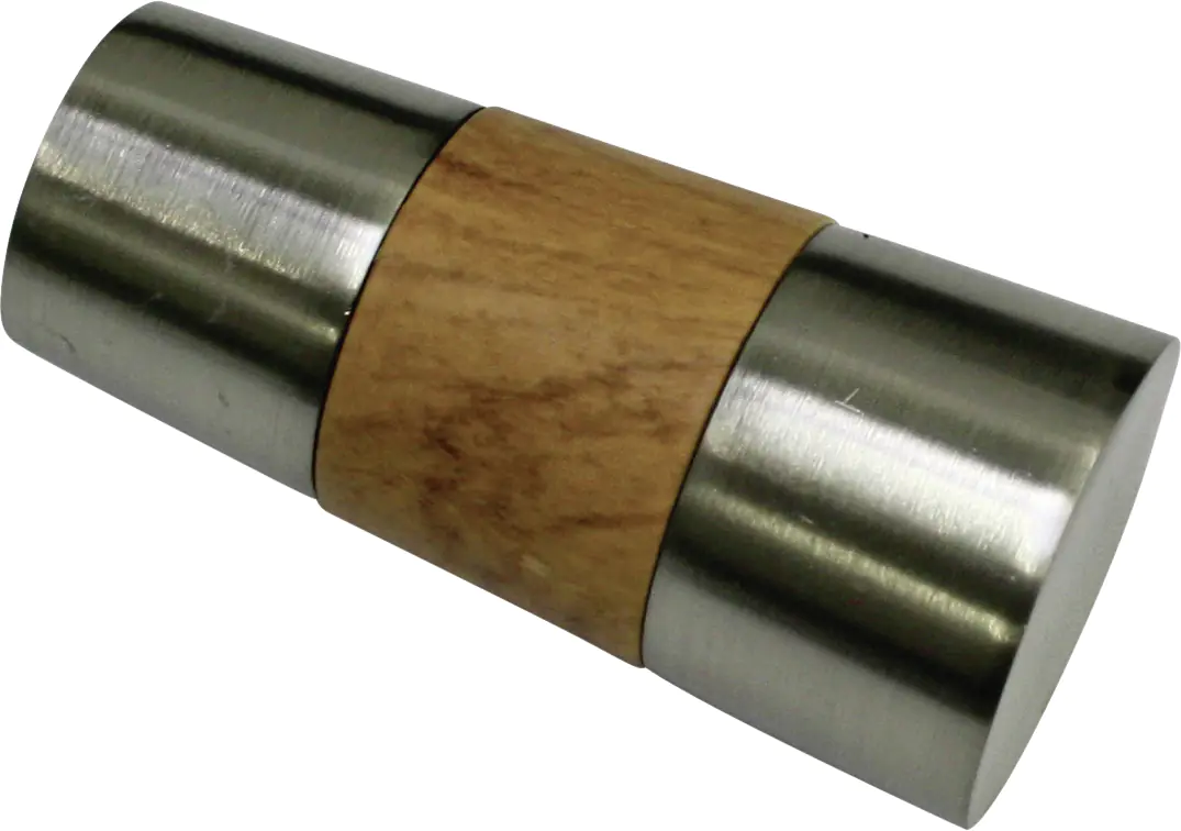 Gardinia Endstück für Gardinenstange Konus für Ø 16-19 mm Edelstahloptik-Holzoptik