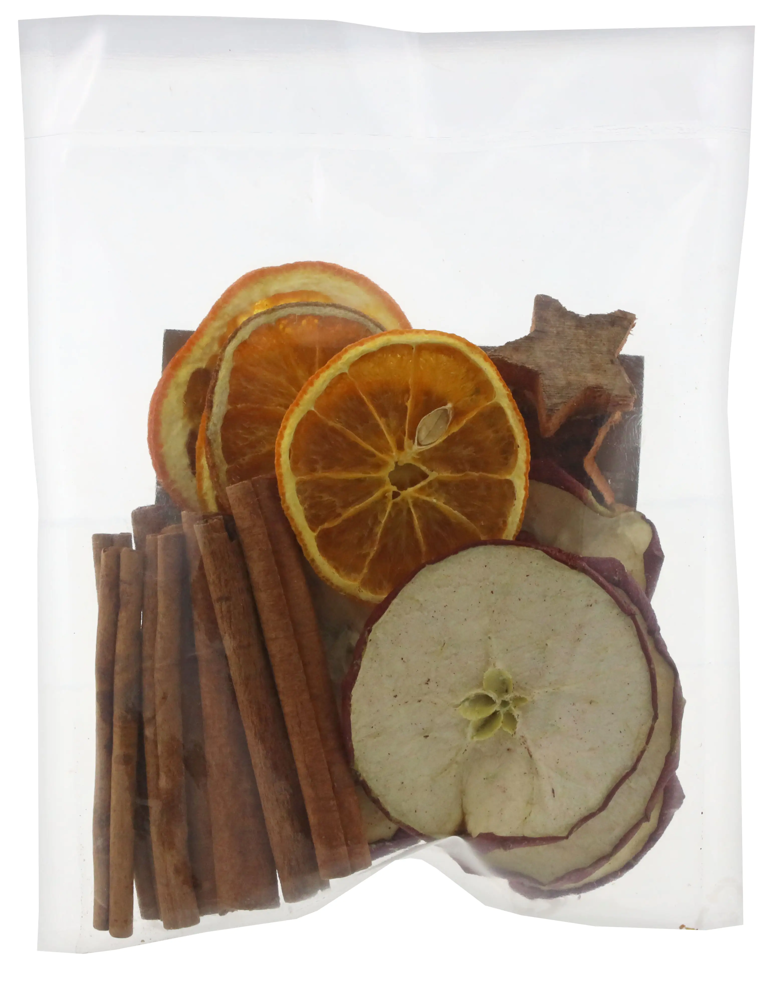 Trockenfrüchte Mischbeutel Kokossterne, Zimtstangen, Apfelscheiben