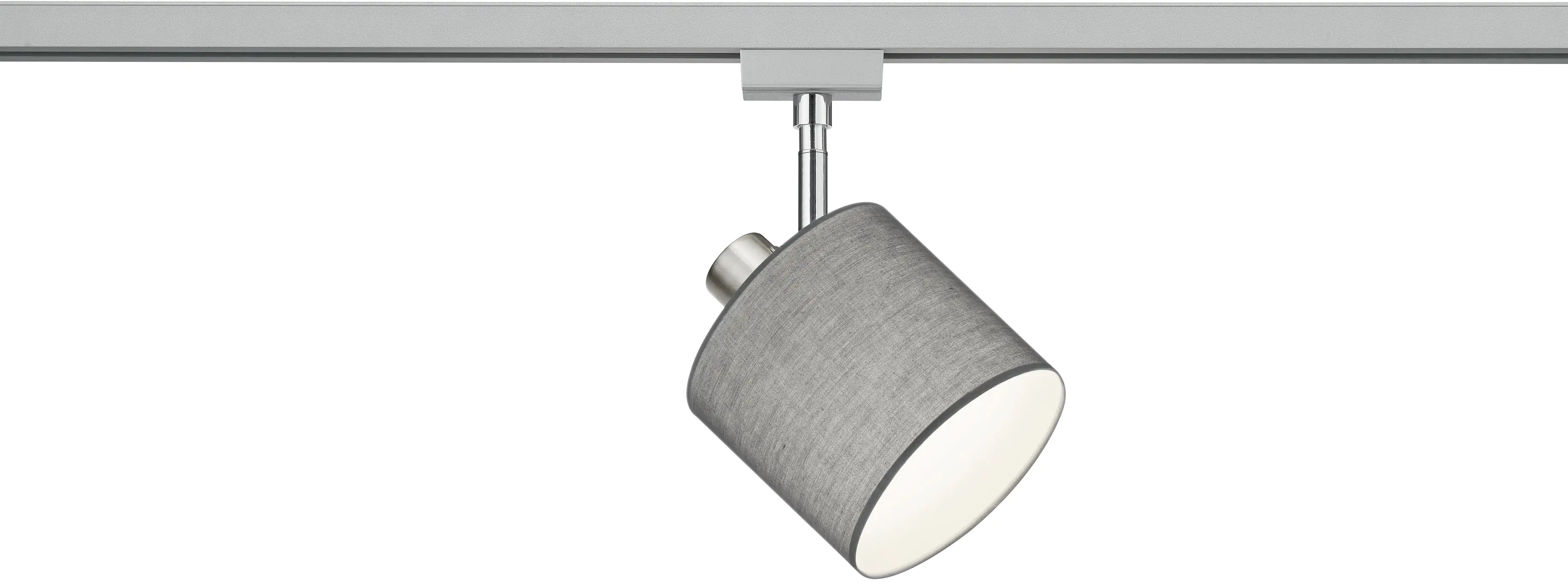 Trio Leuchten Spot Tommy DUOline E14, nickel matt, Stoffschirm grau