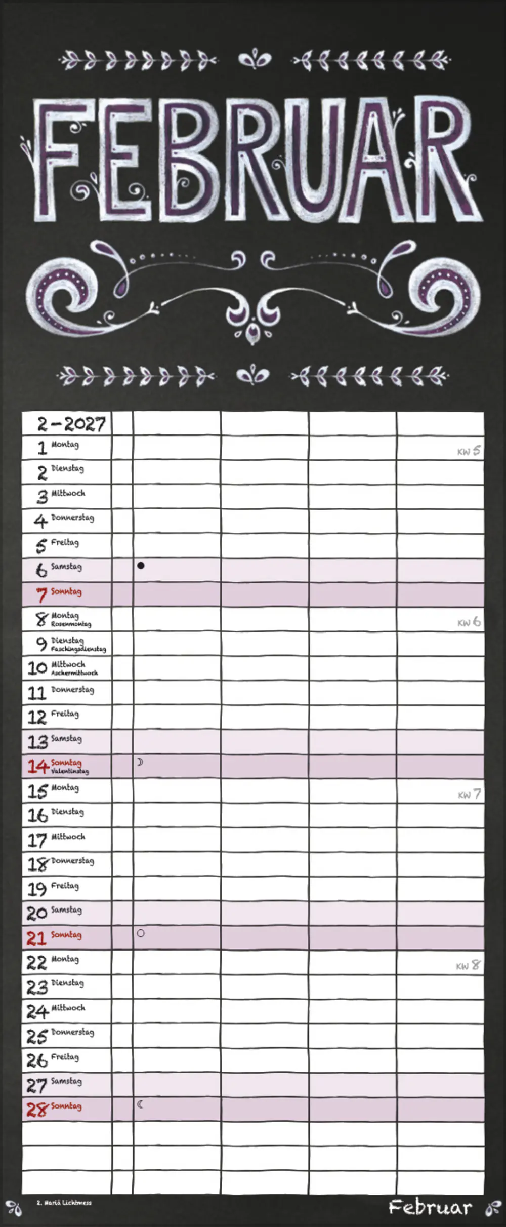 Korsch Kalender Timer Tafel 2027