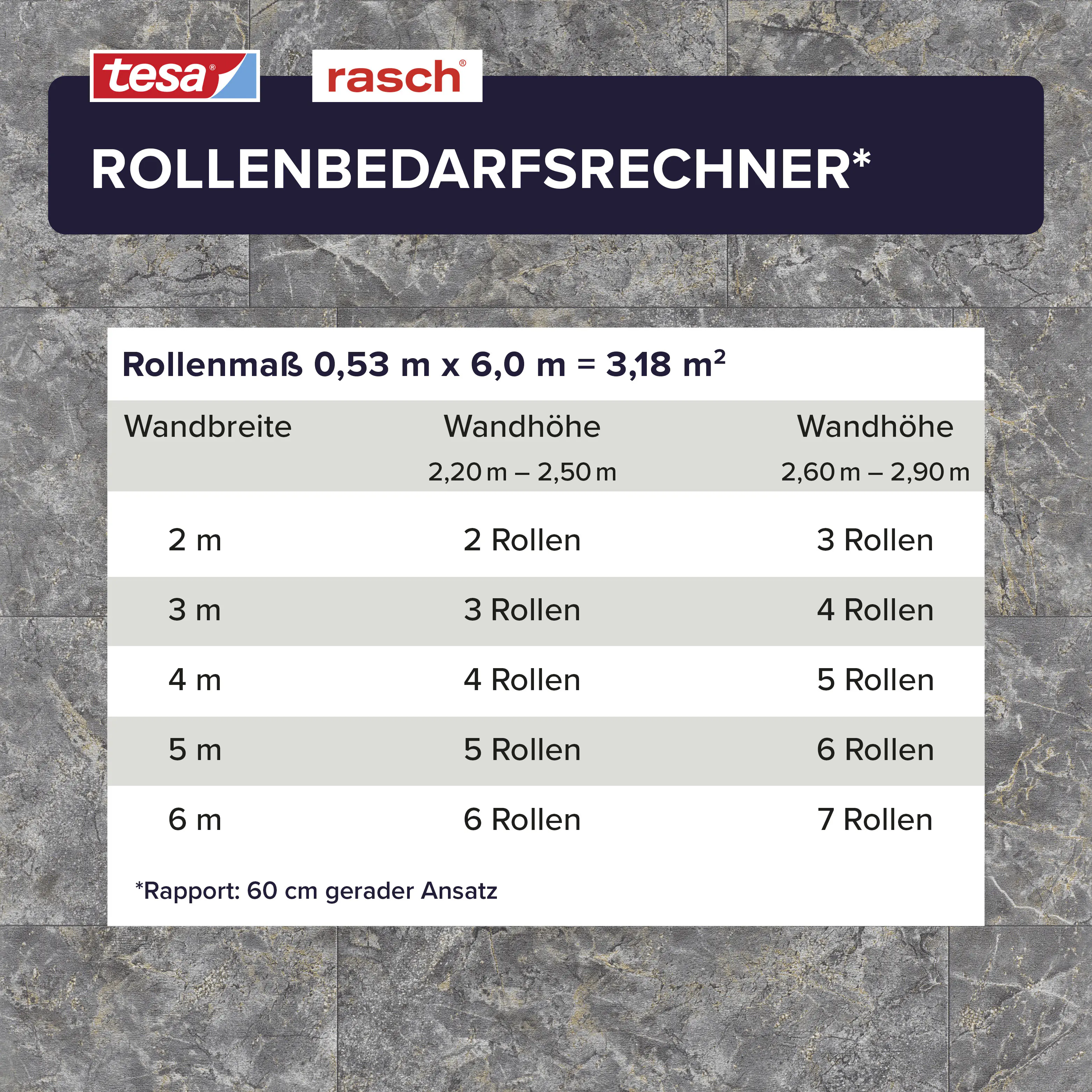Tesa x Rasch selbstklebende Tapete Luxora Marmor Beton dunkelgrau gold 6 x 0,53 m