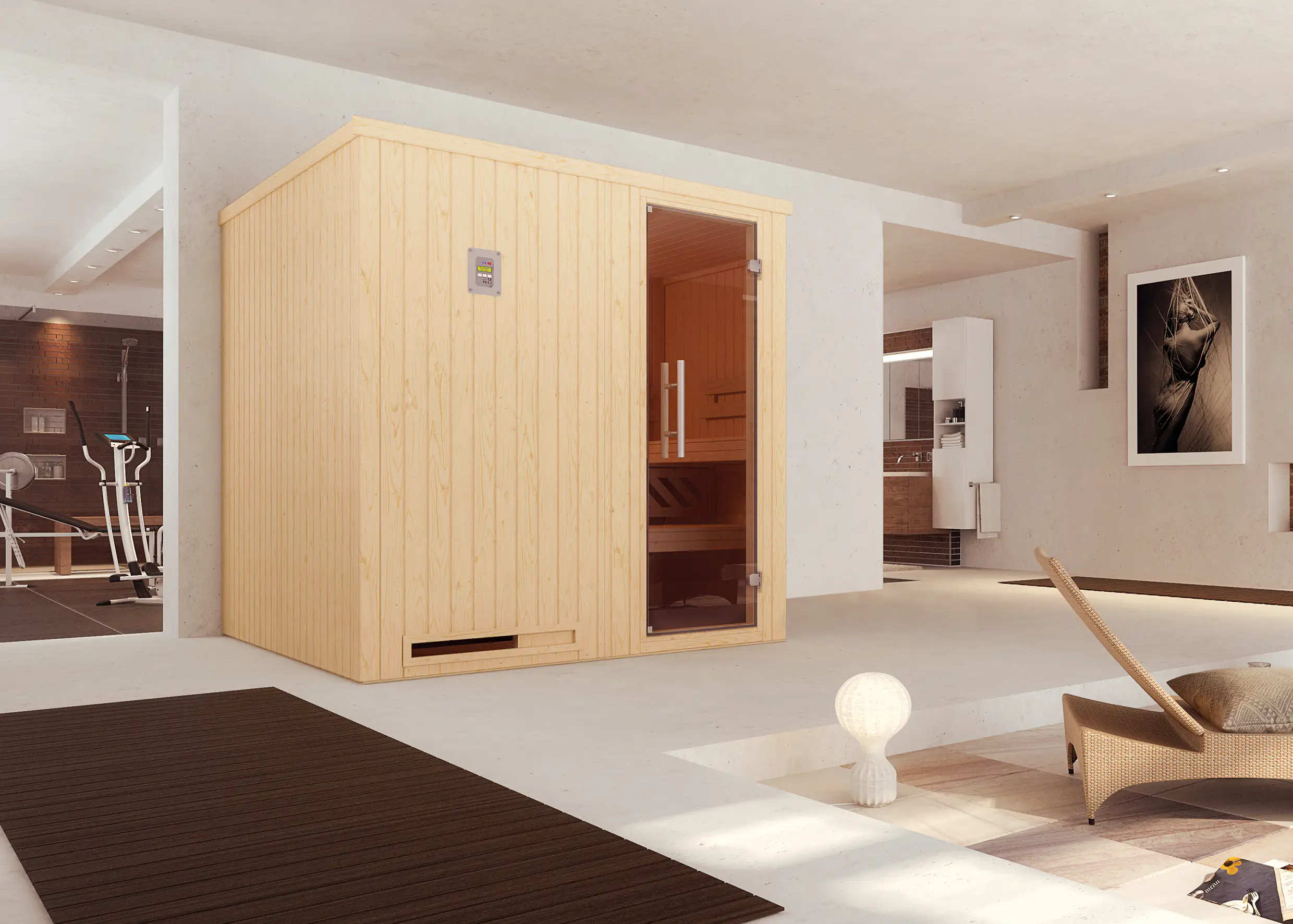 4004581439804 Weka Element-Sauna Halmstad 2 mit Glastür