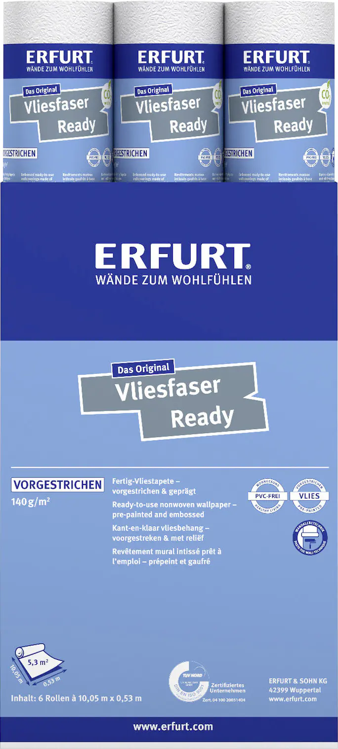 Erfurt Vliestapete Ready 300 weiß 10,05 x 0,53 m Erfurt Vliestapete Ready 300 weiß 10,05 x 0,53 m