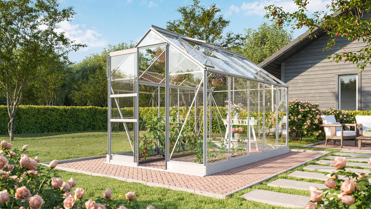 Vitavia Gewächshaus-Set Eris 6200 ESG 3 mm 194 x 325 cm