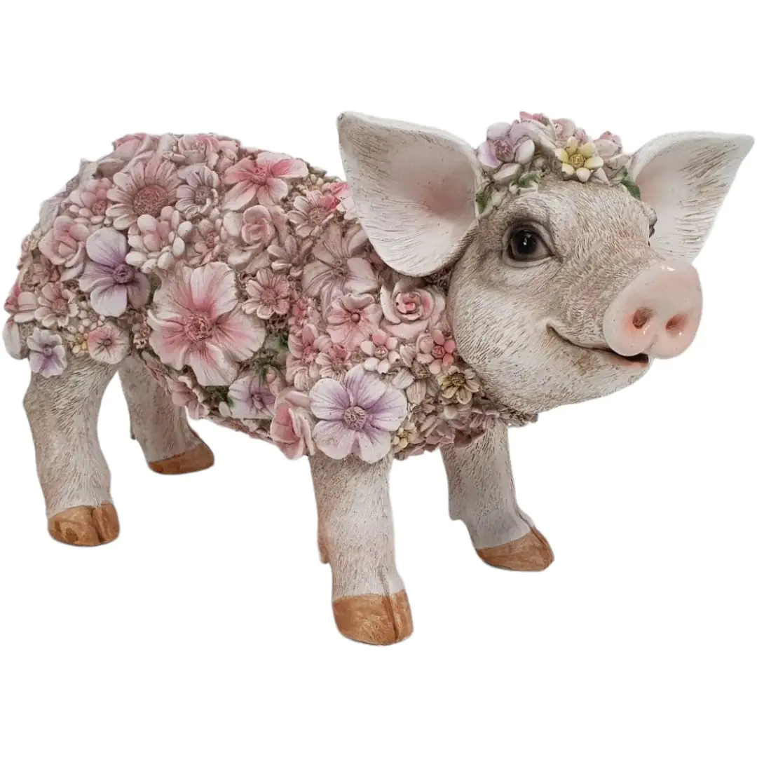 Dekofigur Blumenschwein stehend 18 x 14 x 33 cm