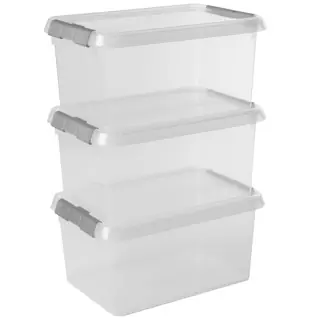 Sunware Comfort line Aufbewahrungsbox 3er-Set für 6L transparent metallfarbig Sunware Comfort line Aufbewahrungsbox 3er-Set für 6L transparent metallfarbig