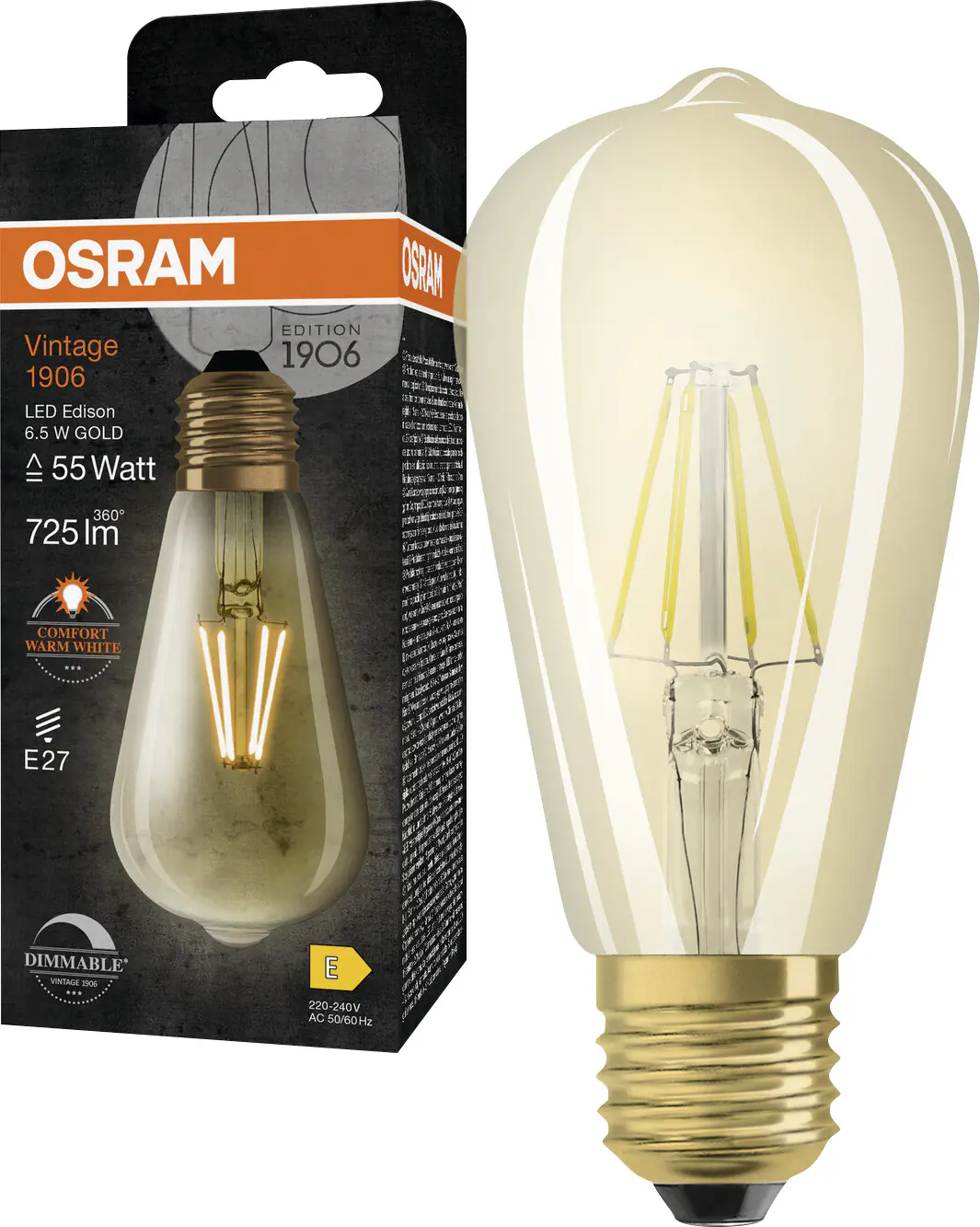 Osram LED Leuchtmittel Edison E27 6,5 W warmweiß amber