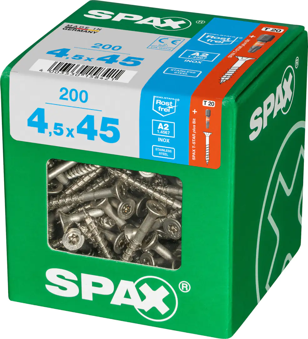 Spax Universalschrauben 4.5 x 45 mm TX 20 - 200 Stk. Spax Universalschrauben 4.5 x 45 mm TX 20 - 200 Stk.