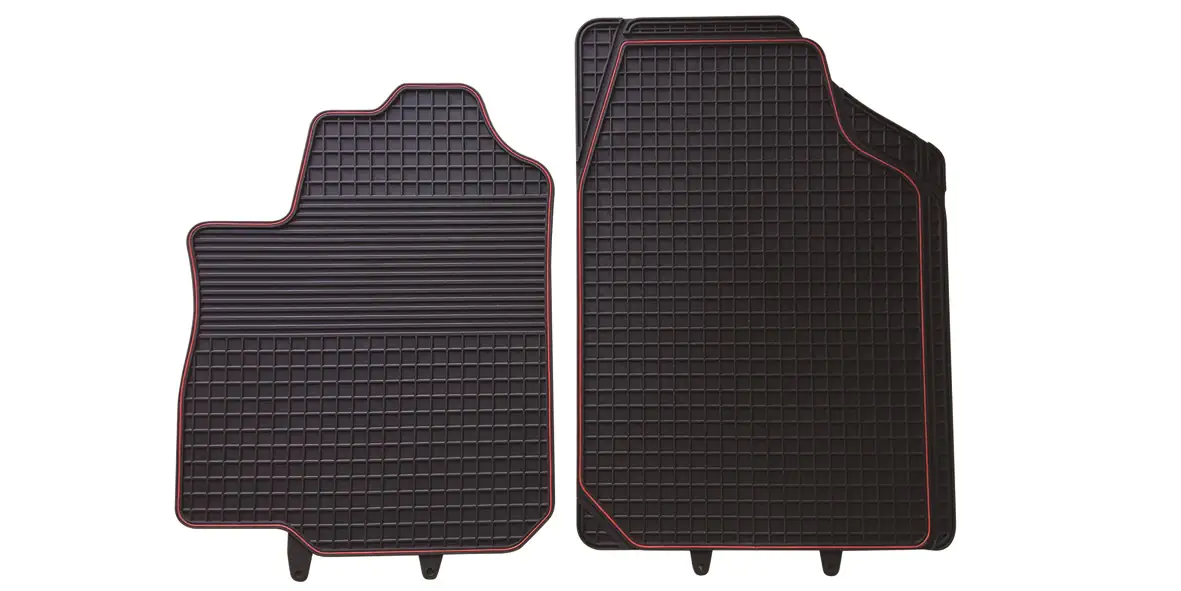 4333692025393 TrendLine Universal Fußmatten Gummi 2-teilig schwarz rot zuschneidbar