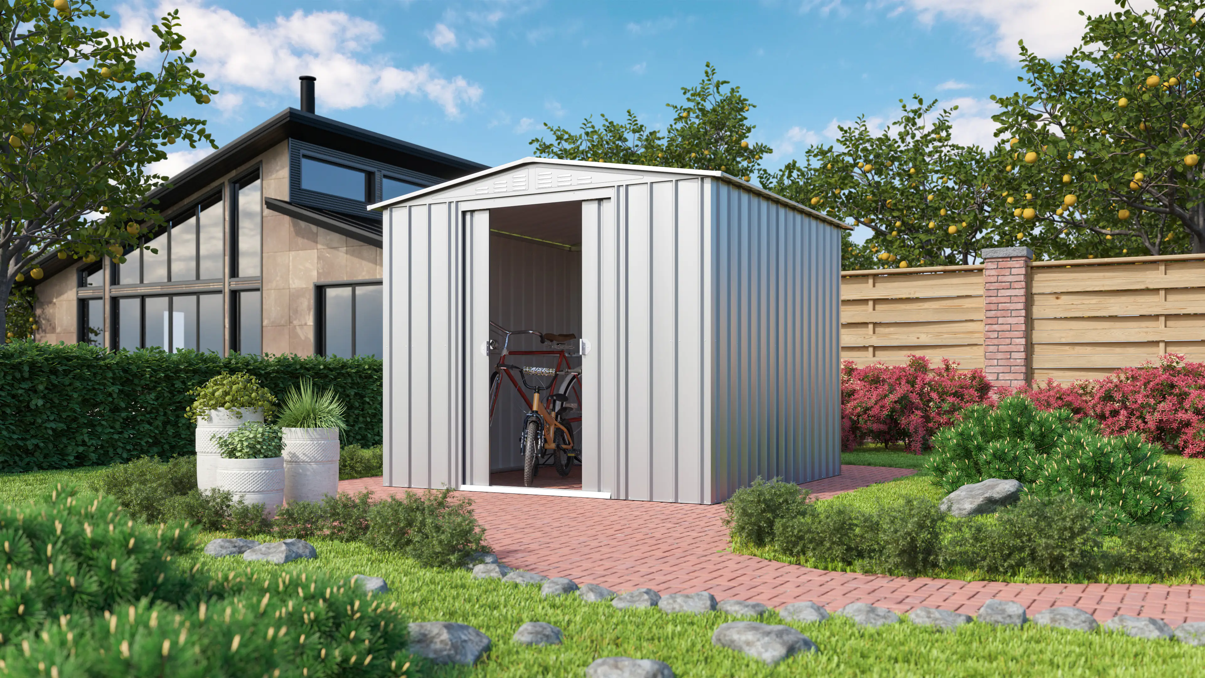 Globel Metallerätehaus Dream 88 245 x 247 x 198 cm silber-metallic