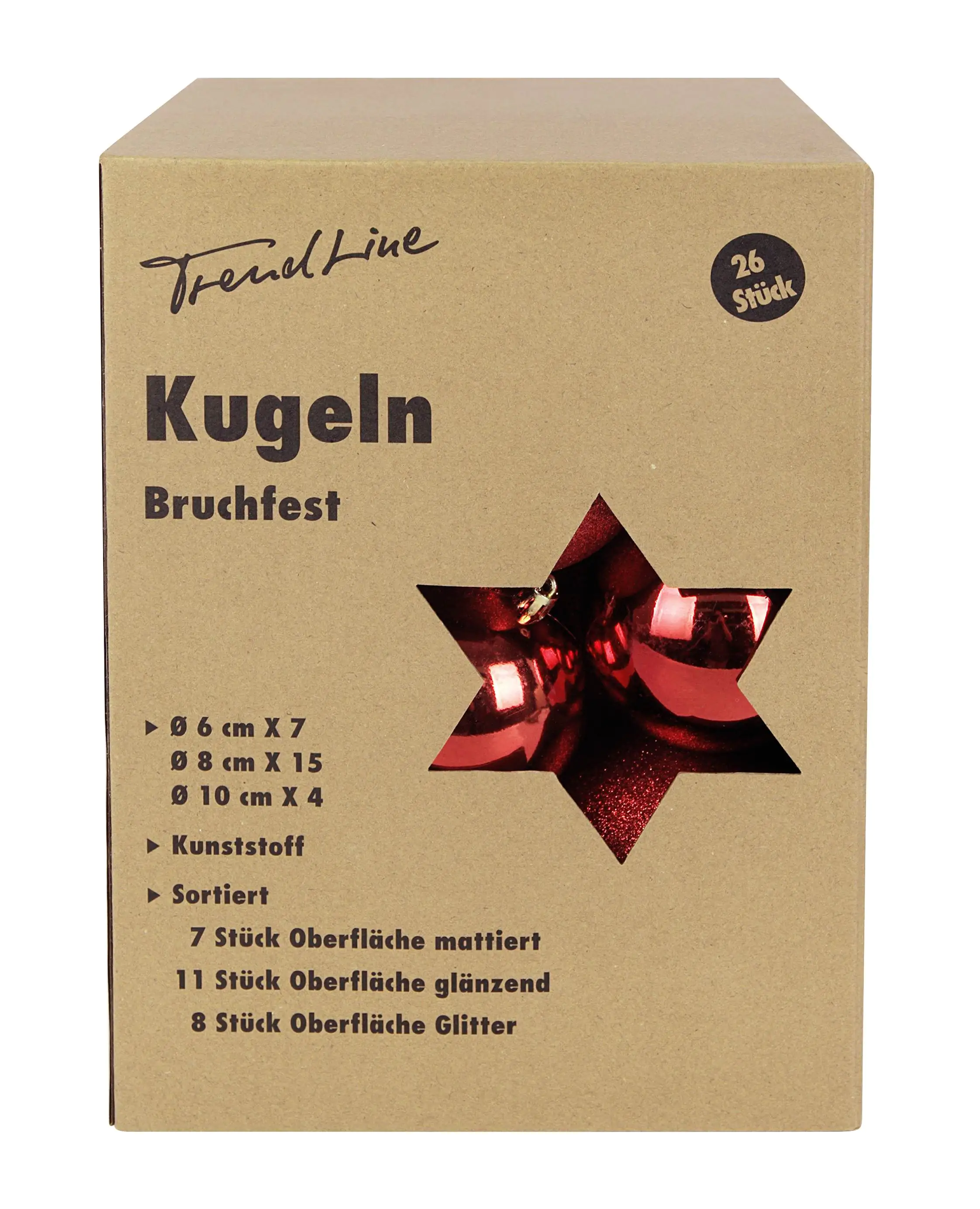 TrendLine Weihnachtskugeln bruchfest, langlebig Ø 6, 8 10 cm rot 26 Stück TrendLine Weihnachtskugeln bruchfest, langlebig Ø 6, 8 10 cm rot 26 Stück