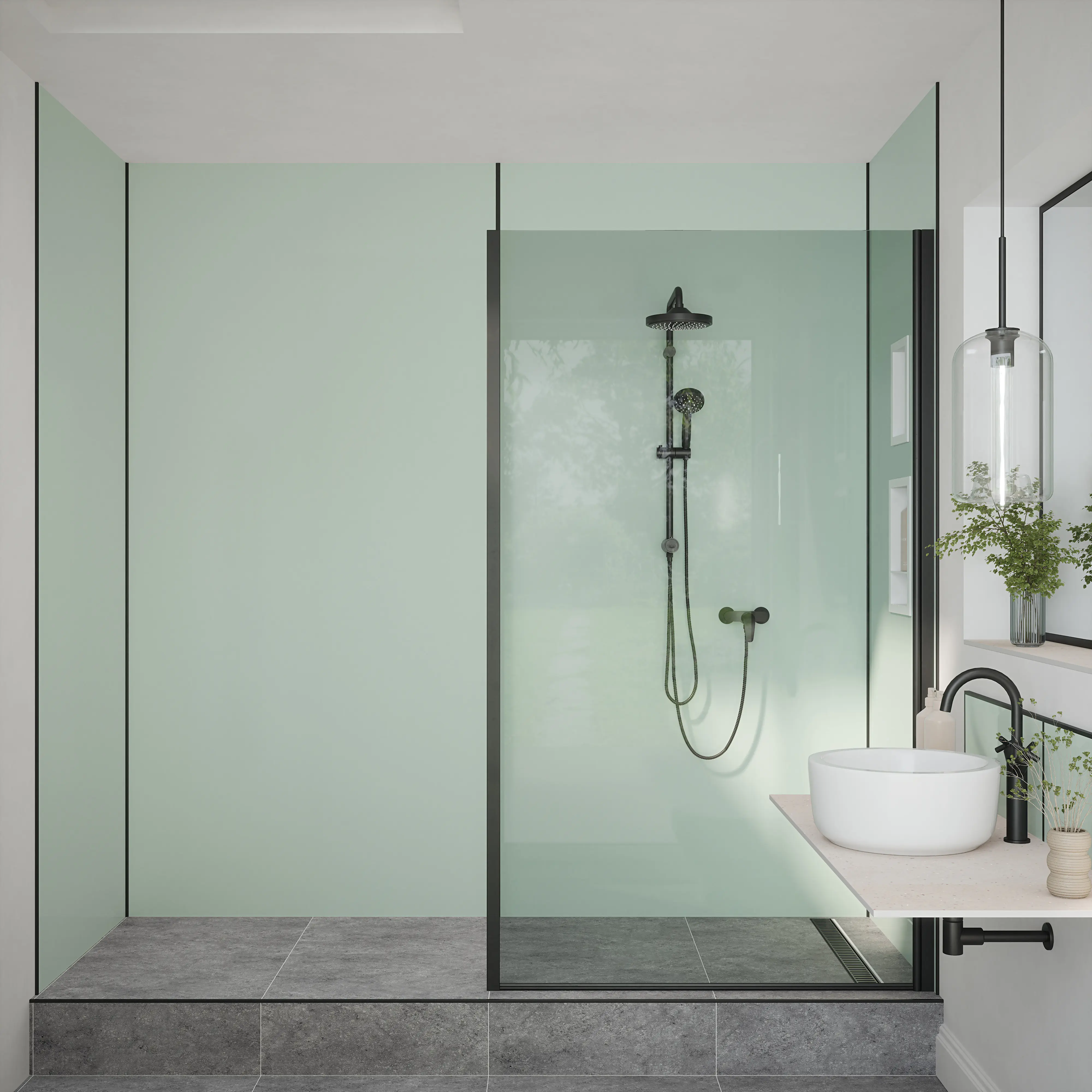 Wetwall Alloy Wandpaneel  Terra Grey/Seabreeze Green 90 x 244 cm
