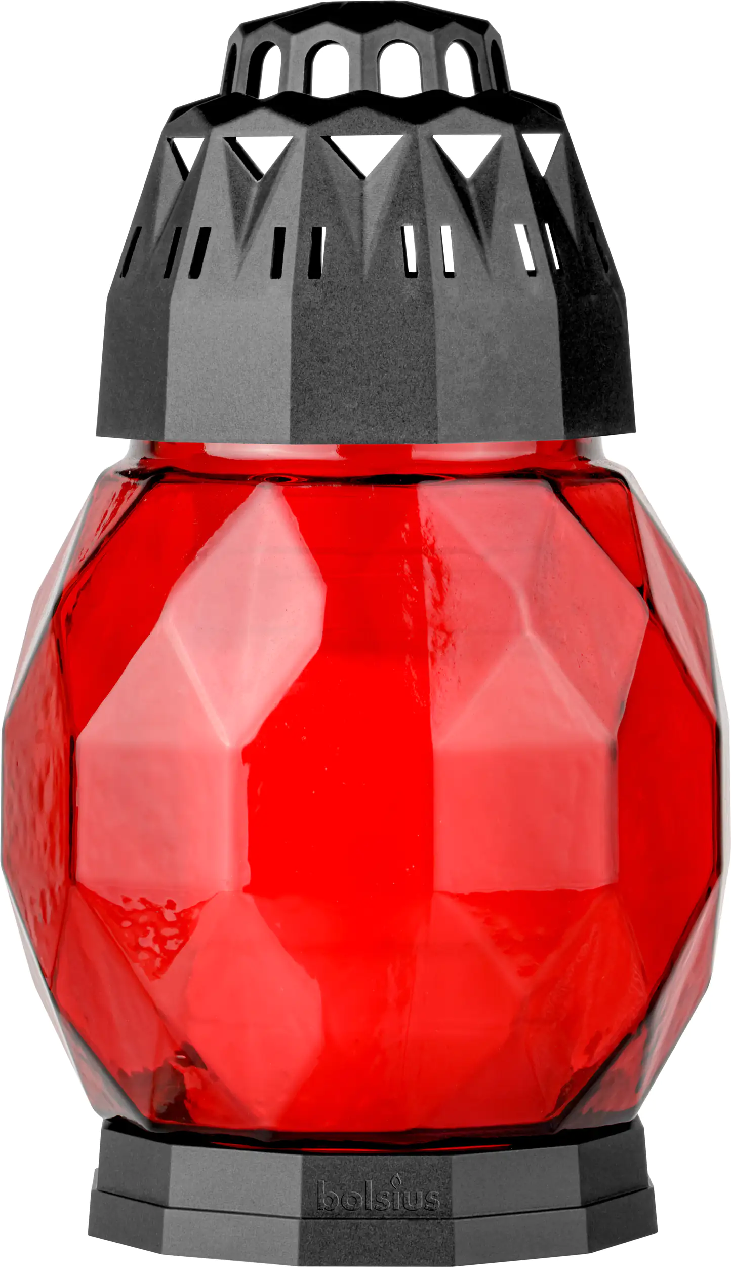 Bolsius Grablaterne Diamond aus Glas rot 178/108 mm Bolsius Grablaterne Diamond aus Glas rot 178/108 mm