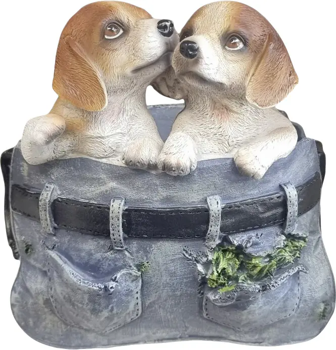Dekofigur Hunde in der Tasche 23 x 21 x 24 cm