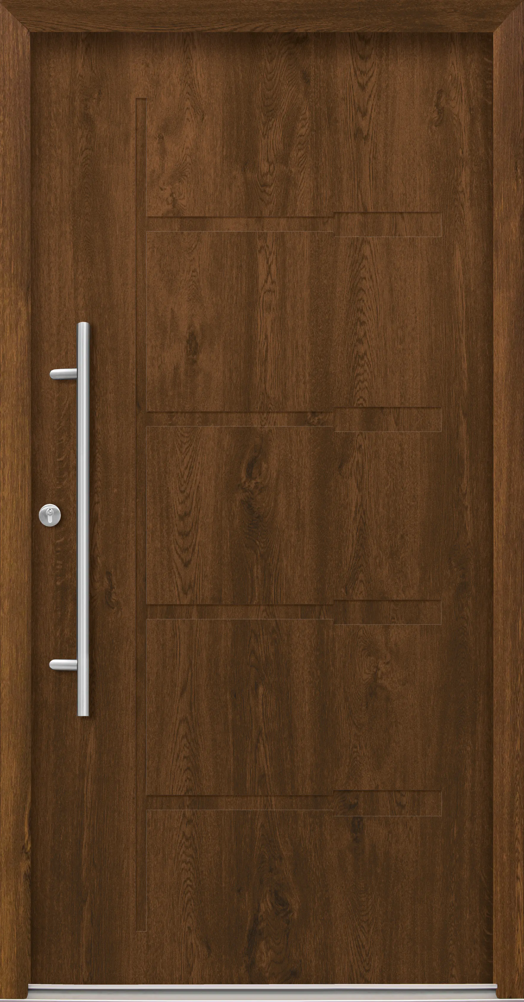 Splendoor Haustür Passivedoor Premium H1 Nussbaum DIN Links 110 x 210 cm