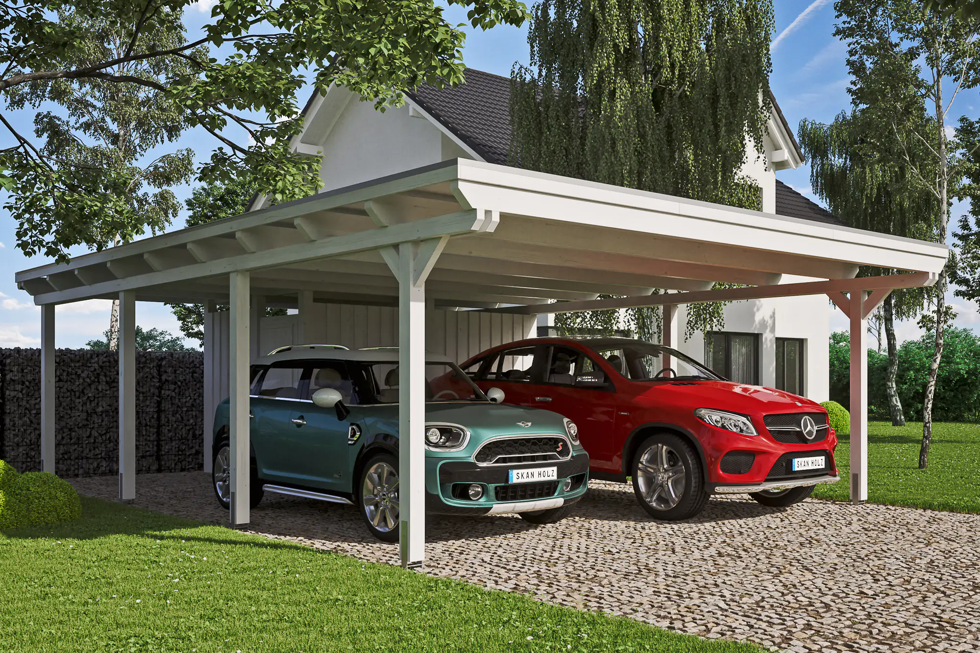 SKAN HOLZ Carport Emsland 613 x 846 cm mit EPDM-Dach mit Abstellraum