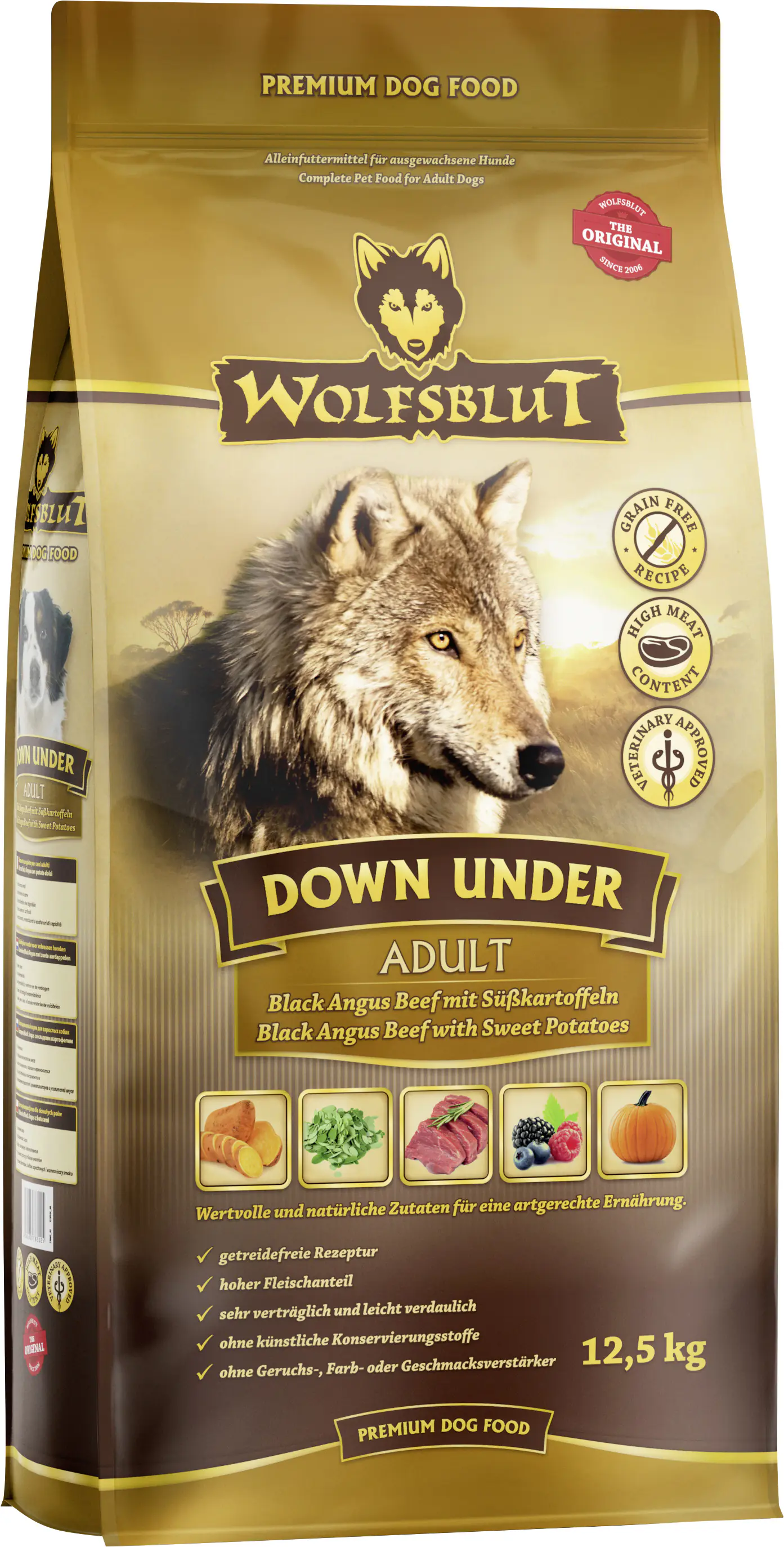 Wolfsblut Down Under Hundetrockenfutter Adult getreidefrei 12,5 kg Rind