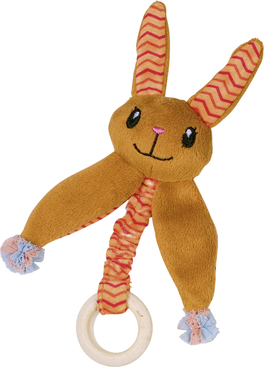 Nobby Plüsch Hase mit Catnip mit Holzring 20 cm orange