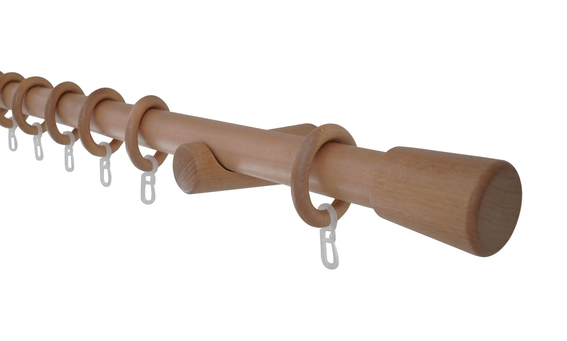 Gardinia Holz-Gardinenstangen-Set Koro 1-Lauf 230 cm buche-optik
