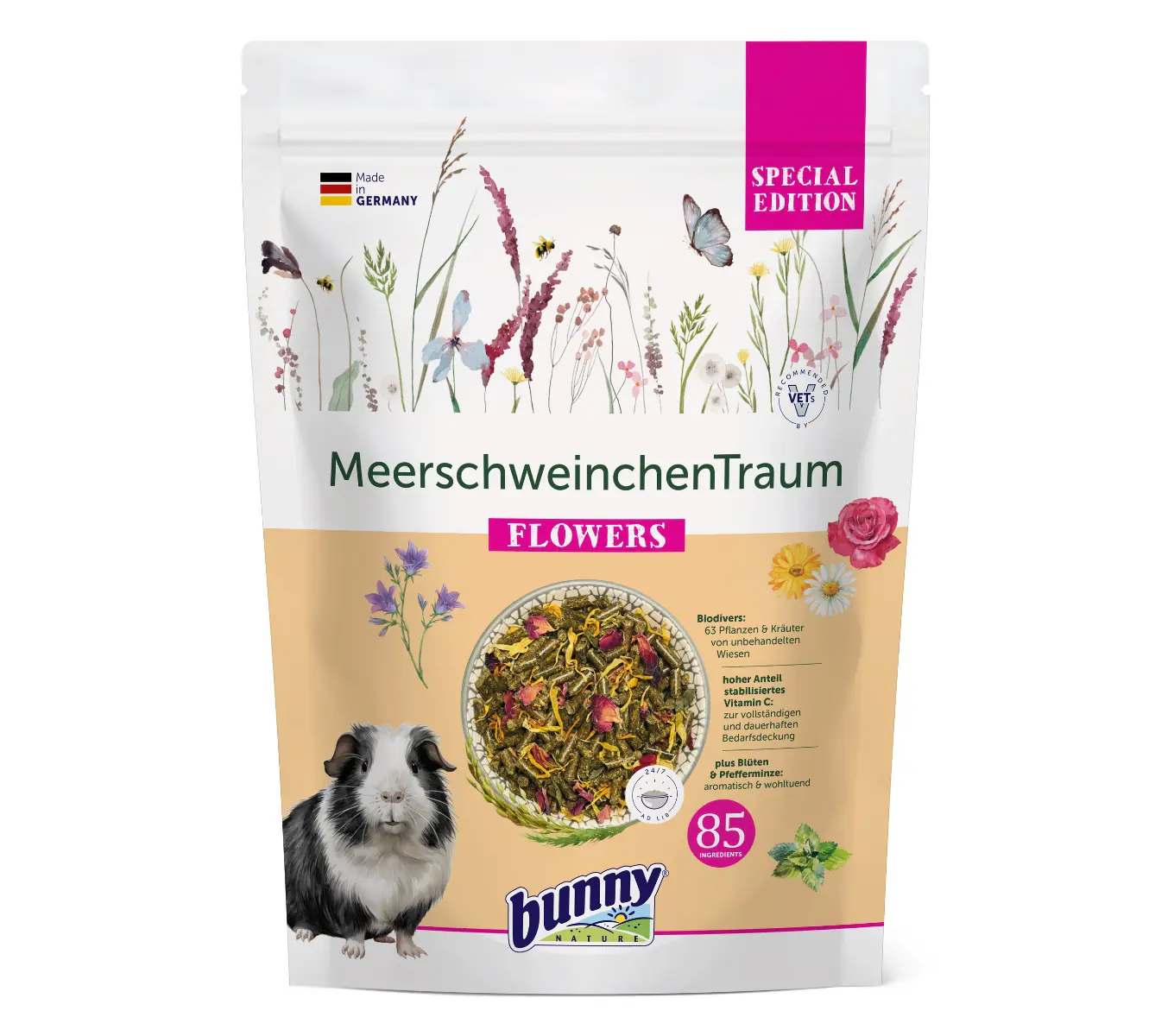 Bunny Nature Nagerfutter Meerschweinchen Traum Special Edition Flowers 1,5 kg