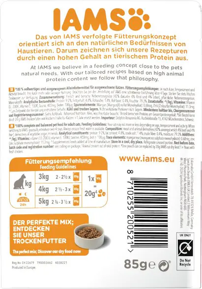 Iams Advanced Nutrition Katzennassfutter Adult 85 g Rind & Leber 