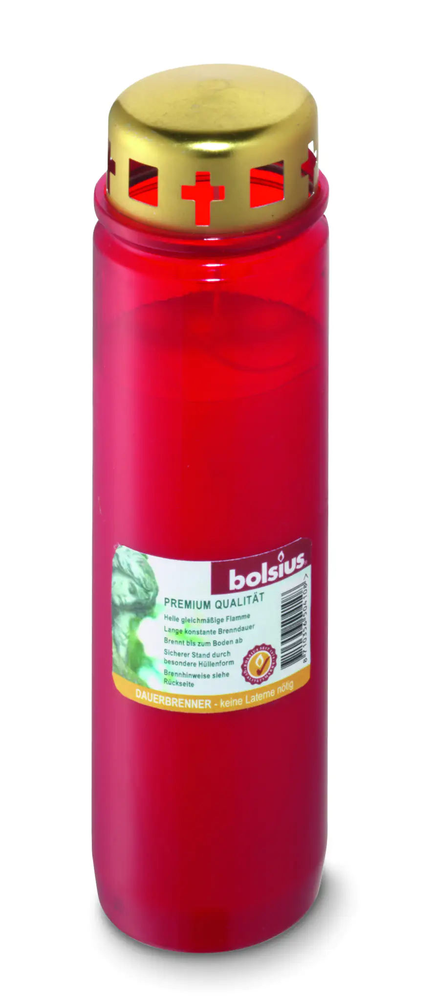 Bolsius Grablicht Nr. 9 rot mit Deckel