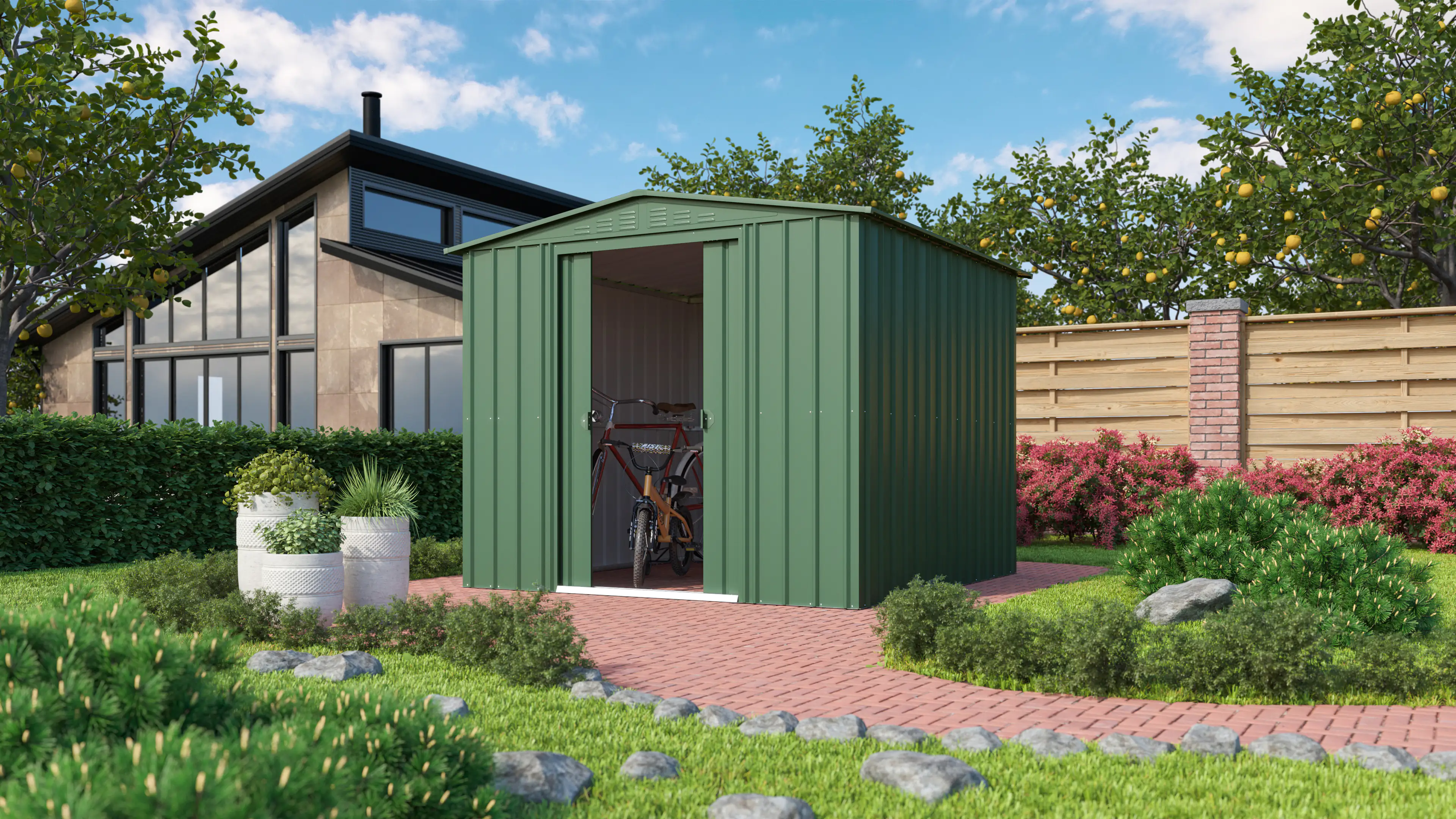 Globel Metallerätehaus Dream 88 245 x 247 x 198 cm jade