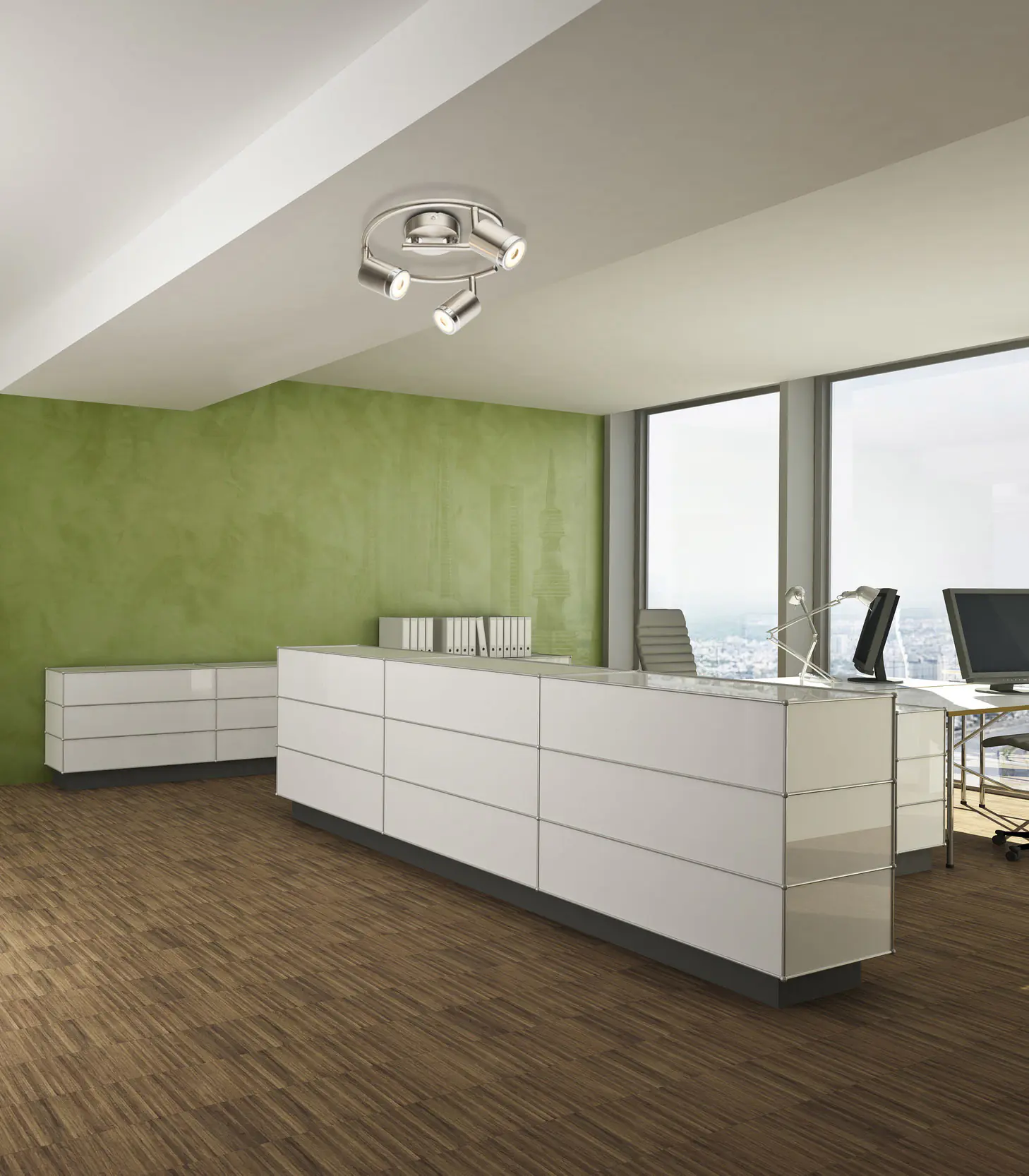 Globo 3er LED Spot Comore nickel Ø 25 cm warmweiß