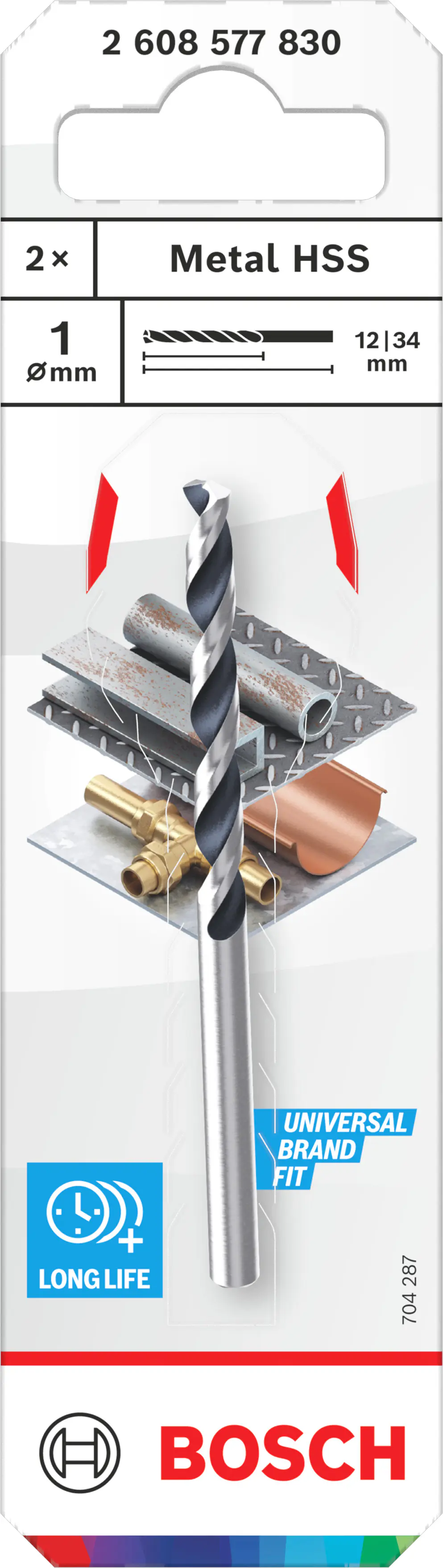 Bosch Metallspiralbohrer HSS CYL Ø 1 mm 2-tlg.