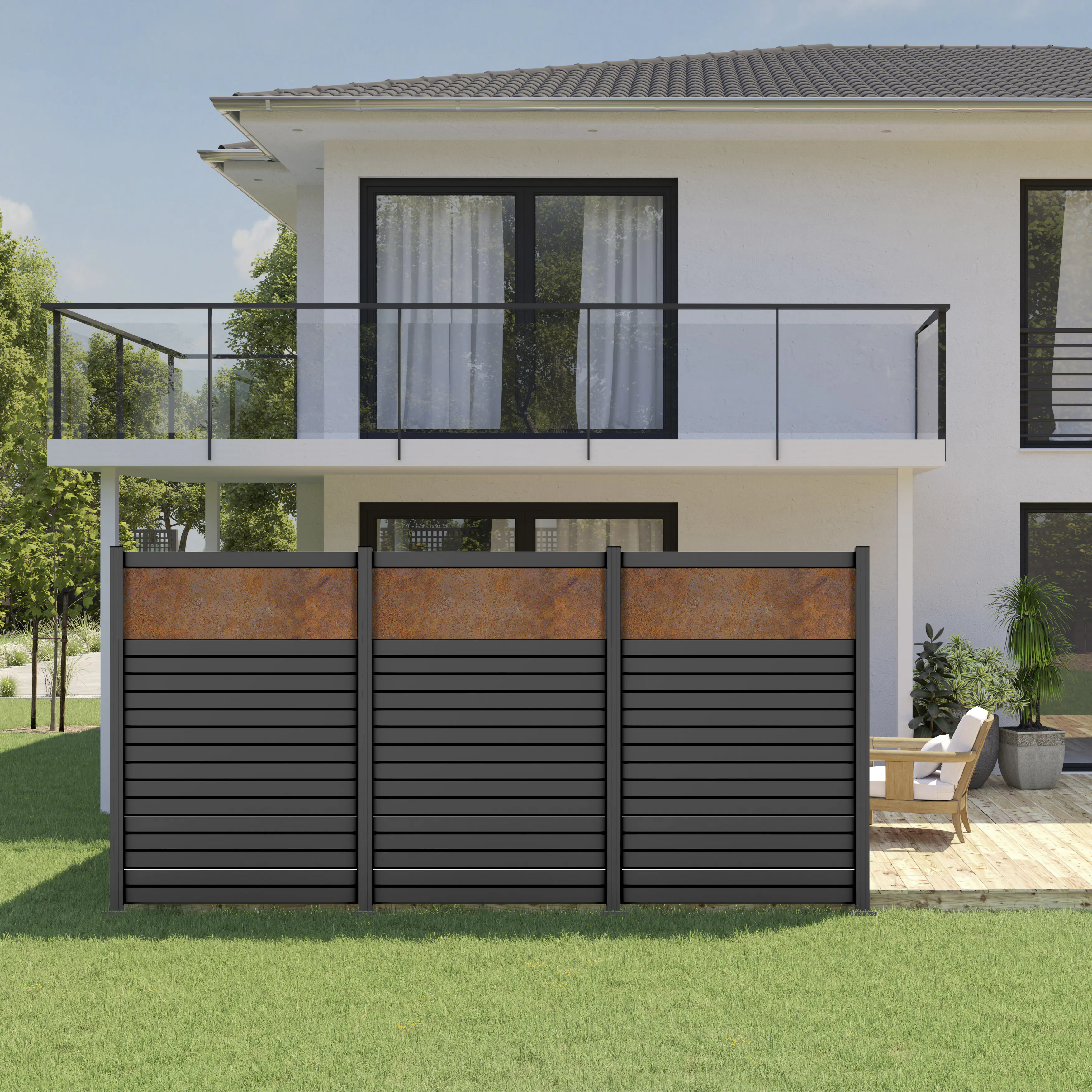 Ambiente Alu-Zaun Erweiterungsset Rhombus MINI 187 x 124,2 cm anthrazit 