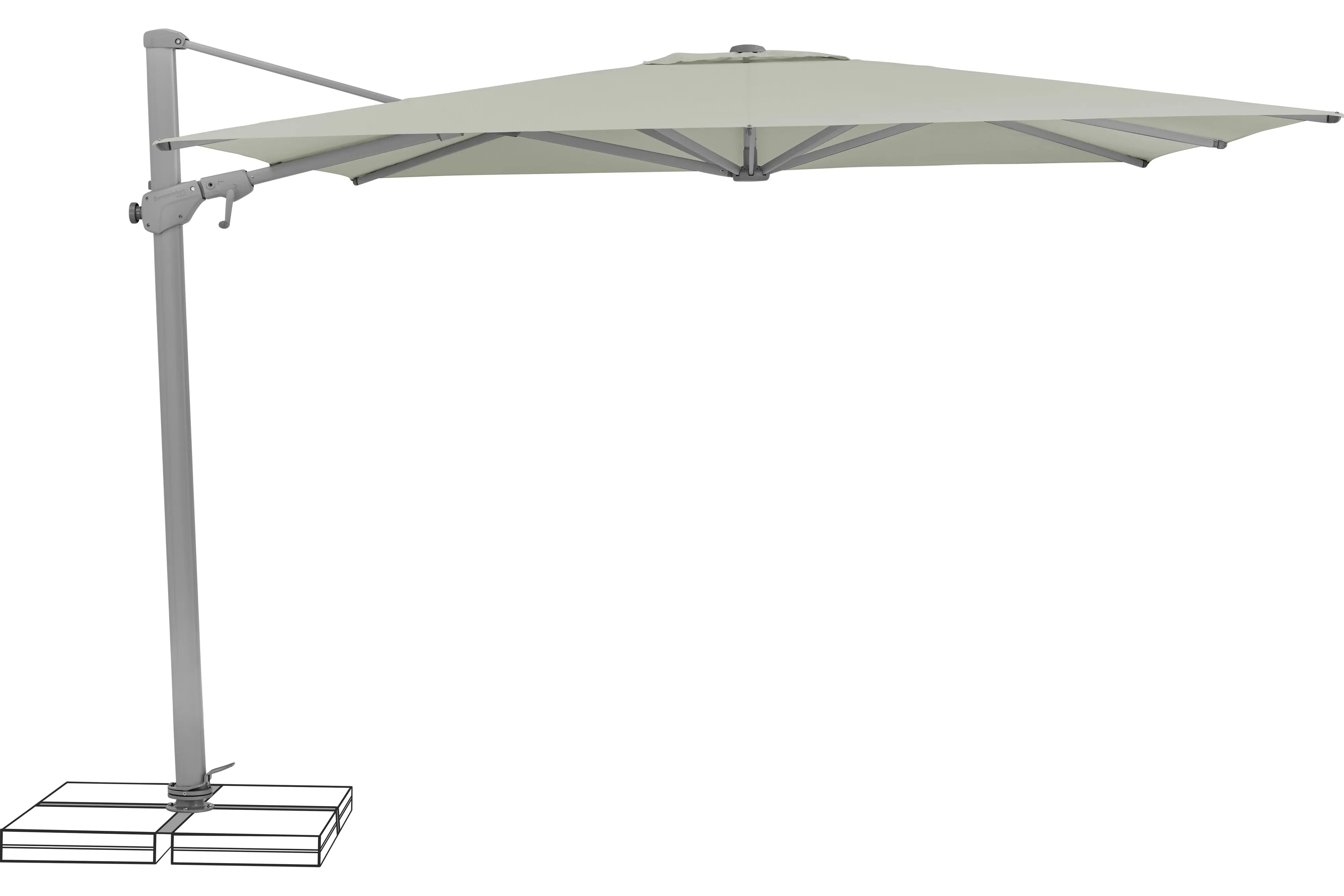 Ampelschirm Varioflex light grey 300 x 300 cm LED Beleuchtung inkl. Sonnenschirmhülle