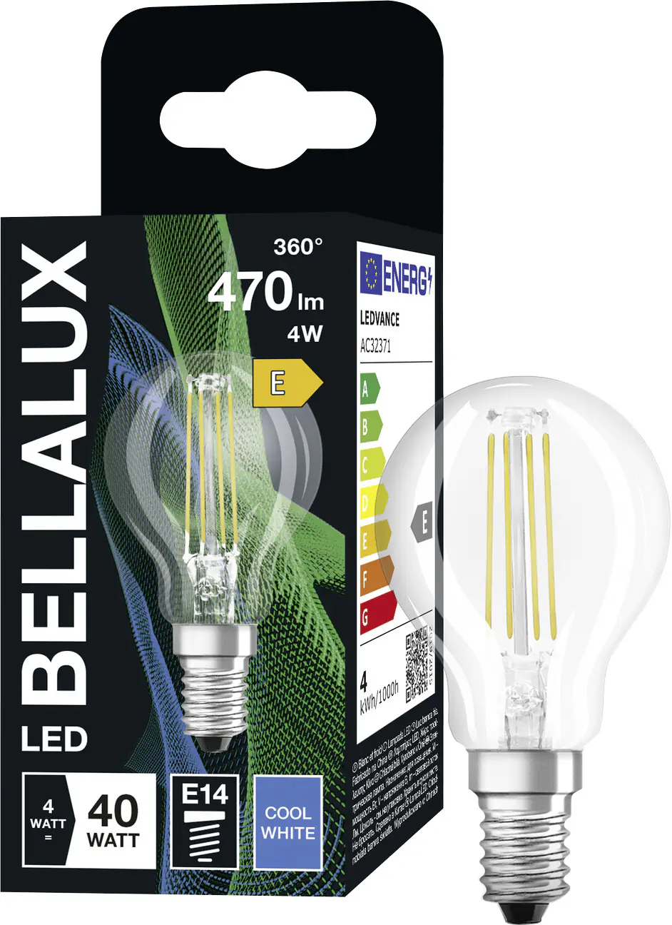 Bellalux LED Leuchtmittel Klassik P40 E14 4 W neutralweiß klar