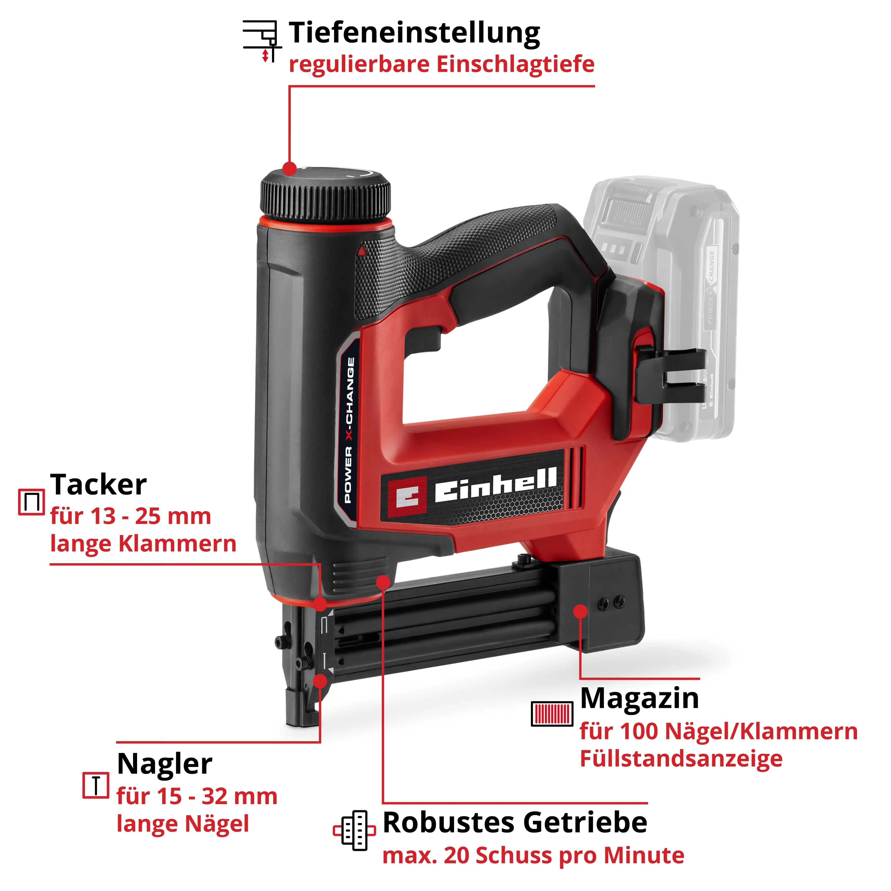Einhell Expert Akku-Nagler TE-CN 18/32 Li Solo Einhell Expert Akku-Nagler TE-CN 18/32 Li Solo