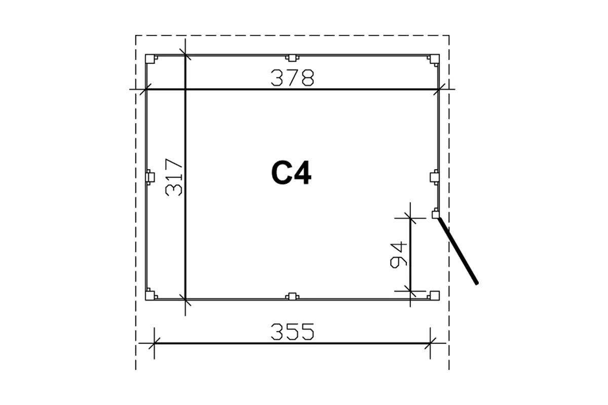SKAN HOLZ Abstellraum C4 378x317cm, Profilschalung, lasiert in Nussbaum